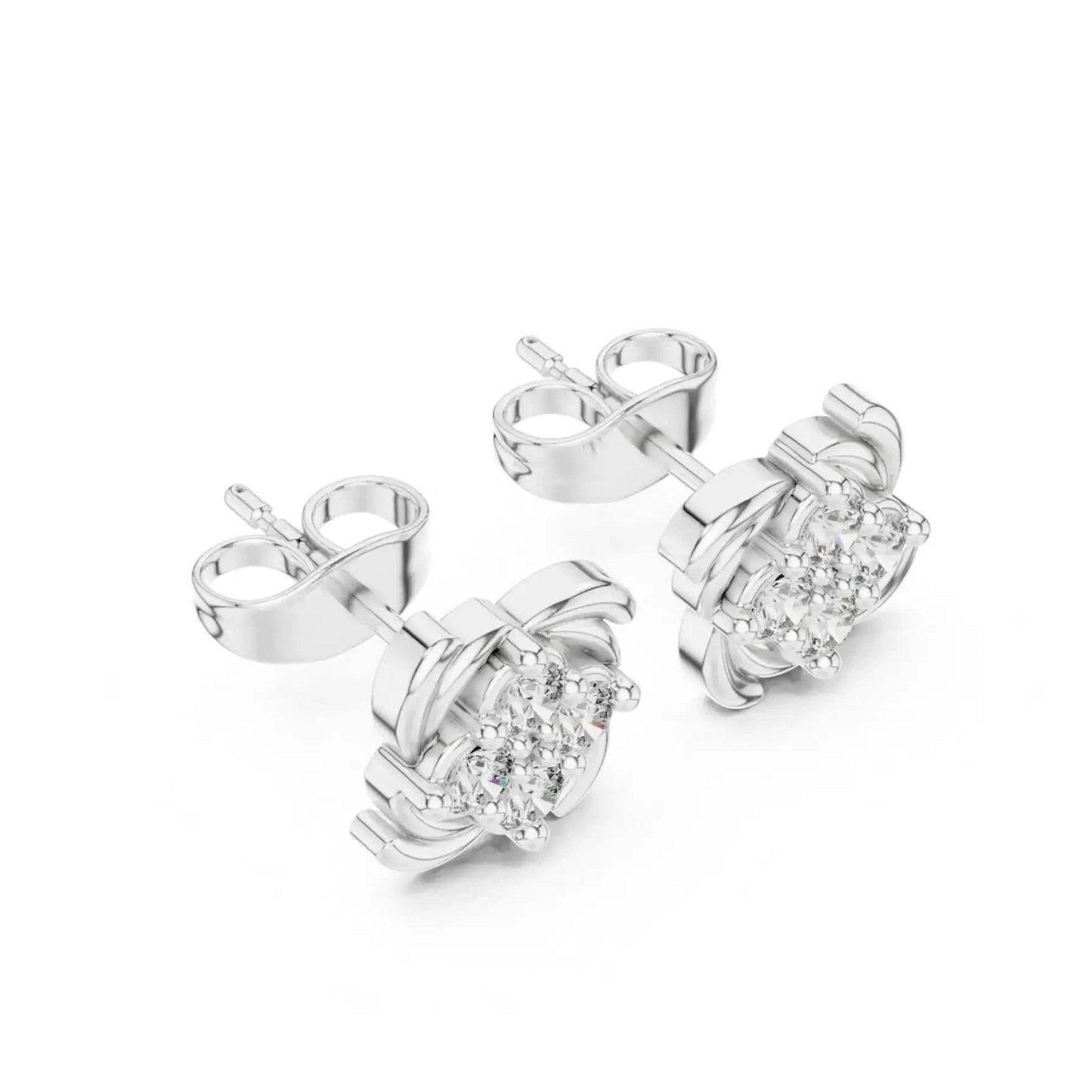 silver Classic Floral Sparkle Studs