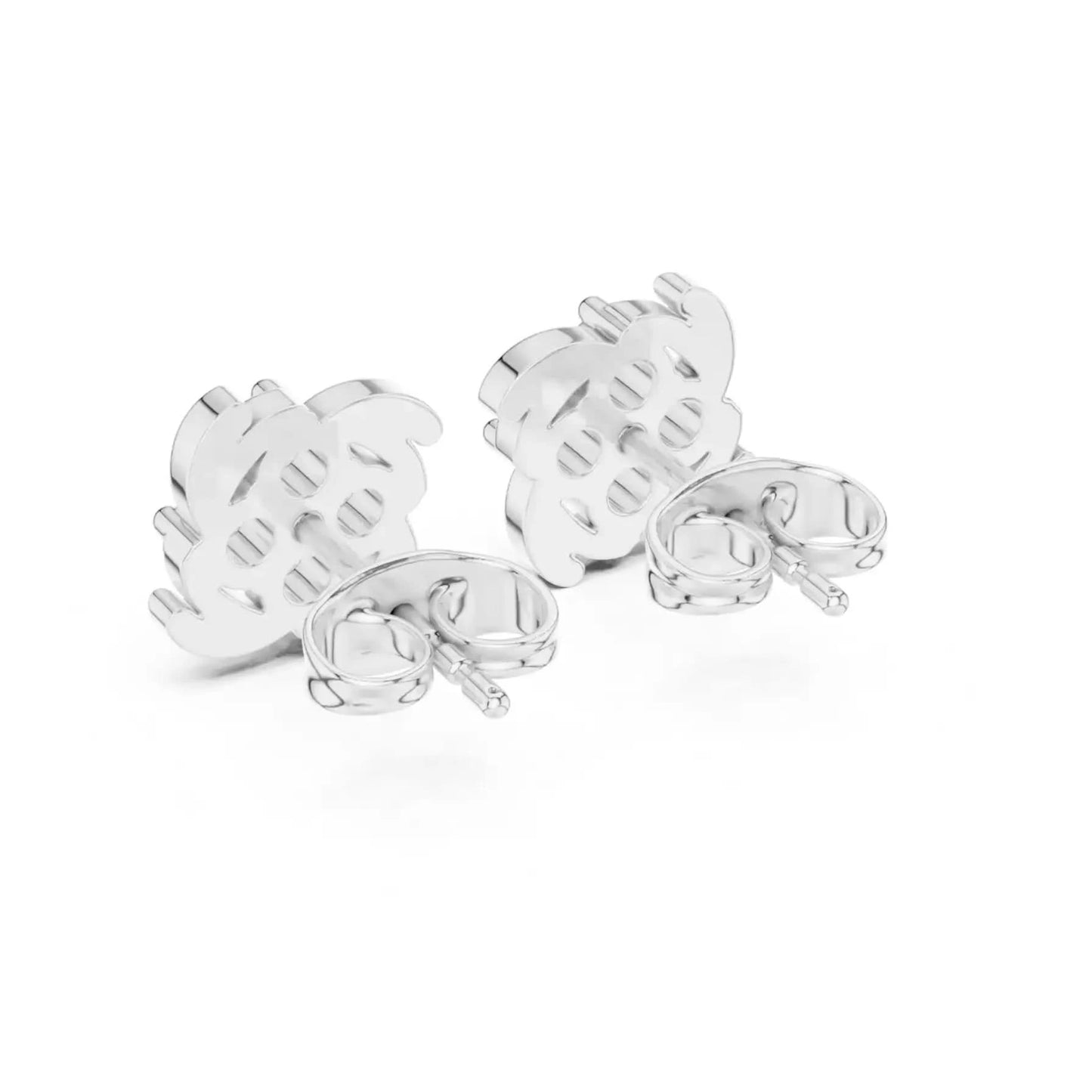 silver Classic Floral Sparkle Studs