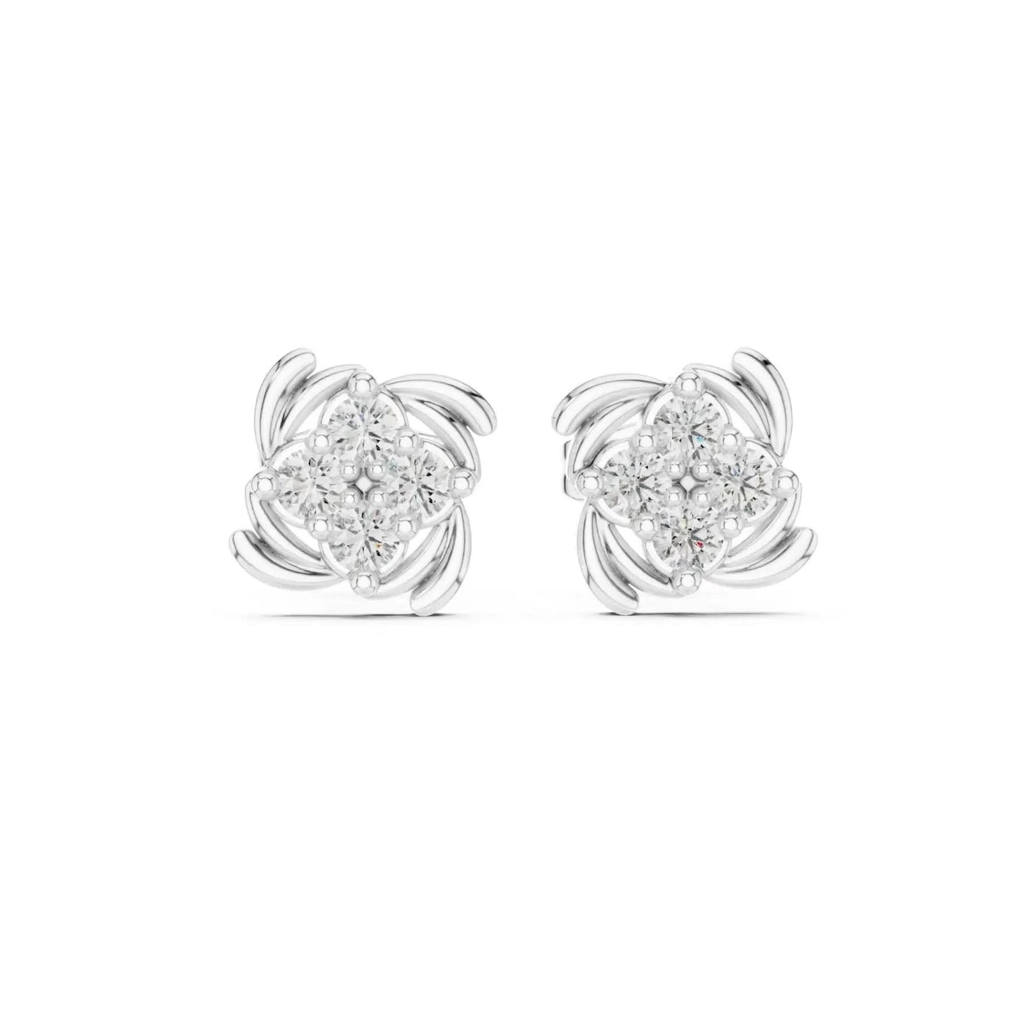 silver Classic Floral Sparkle Studs