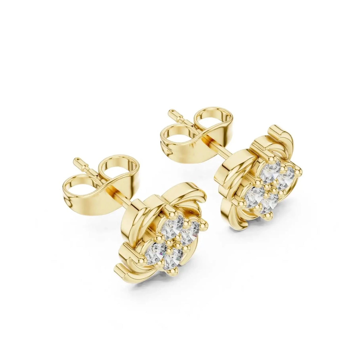 silver Classic Floral Sparkle Studs