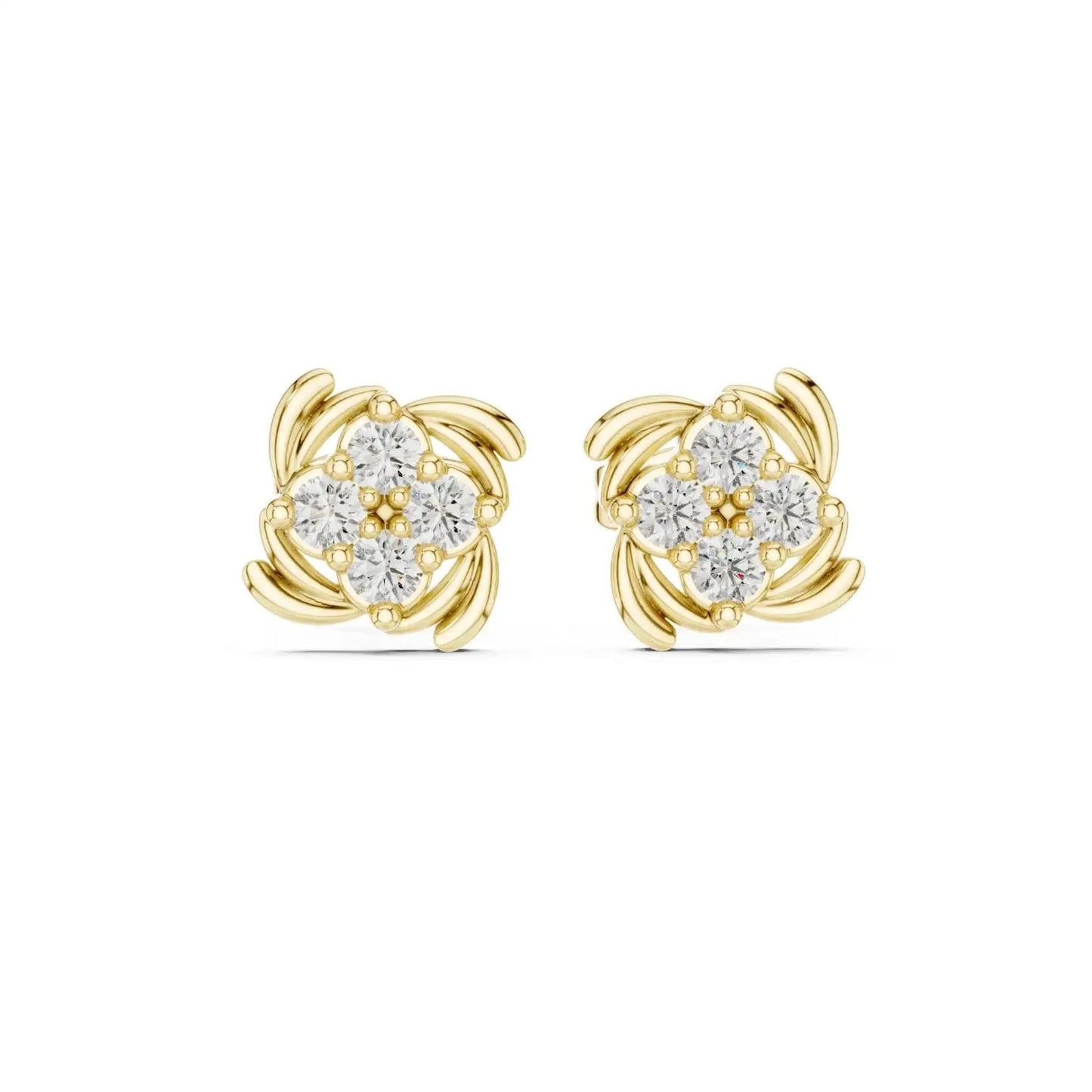silver Classic Floral Sparkle Studs