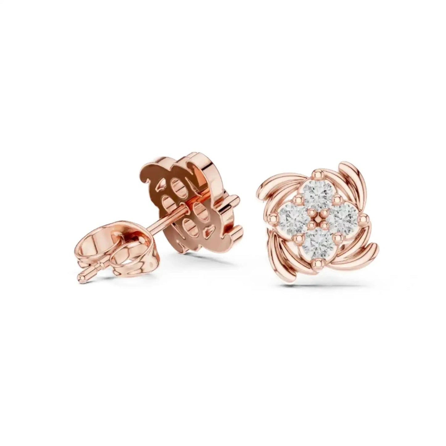 silver Classic Floral Sparkle Studs