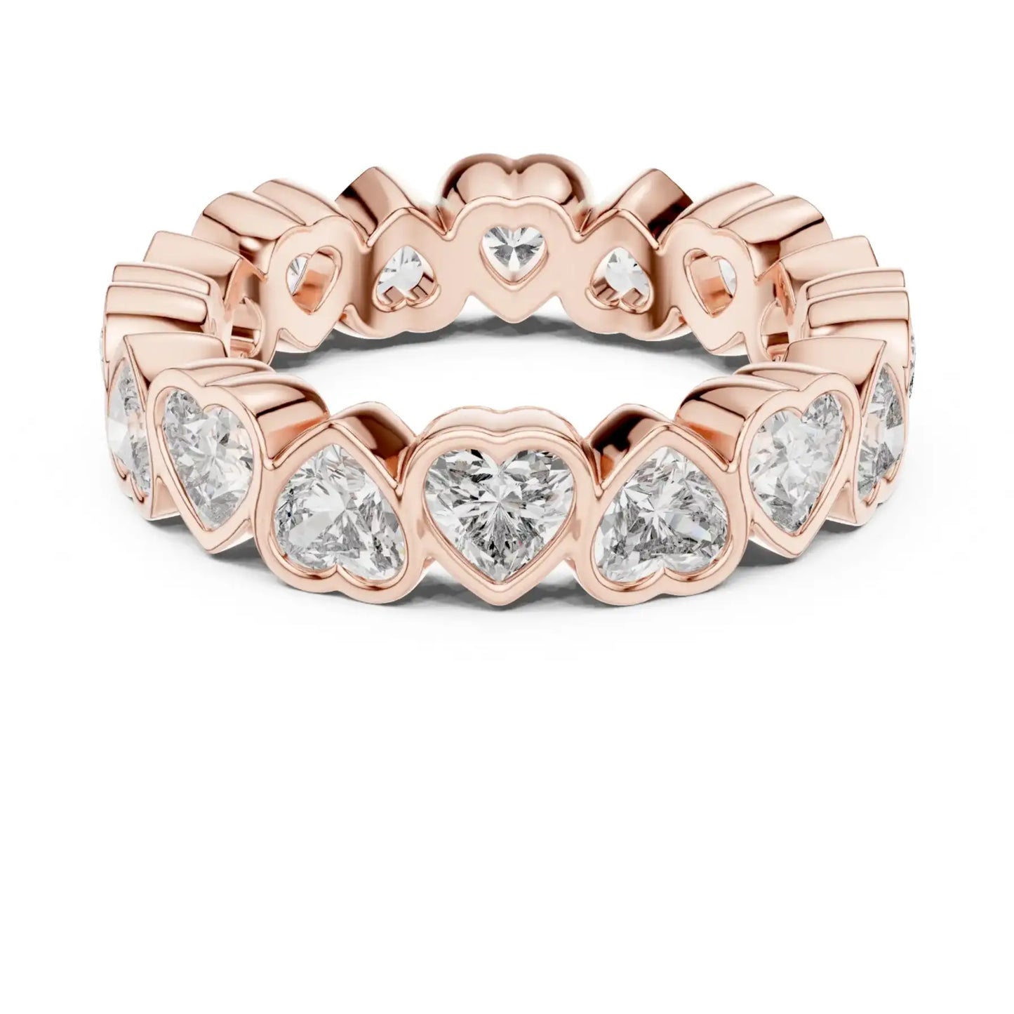 silver Heart Cut Diamond Band