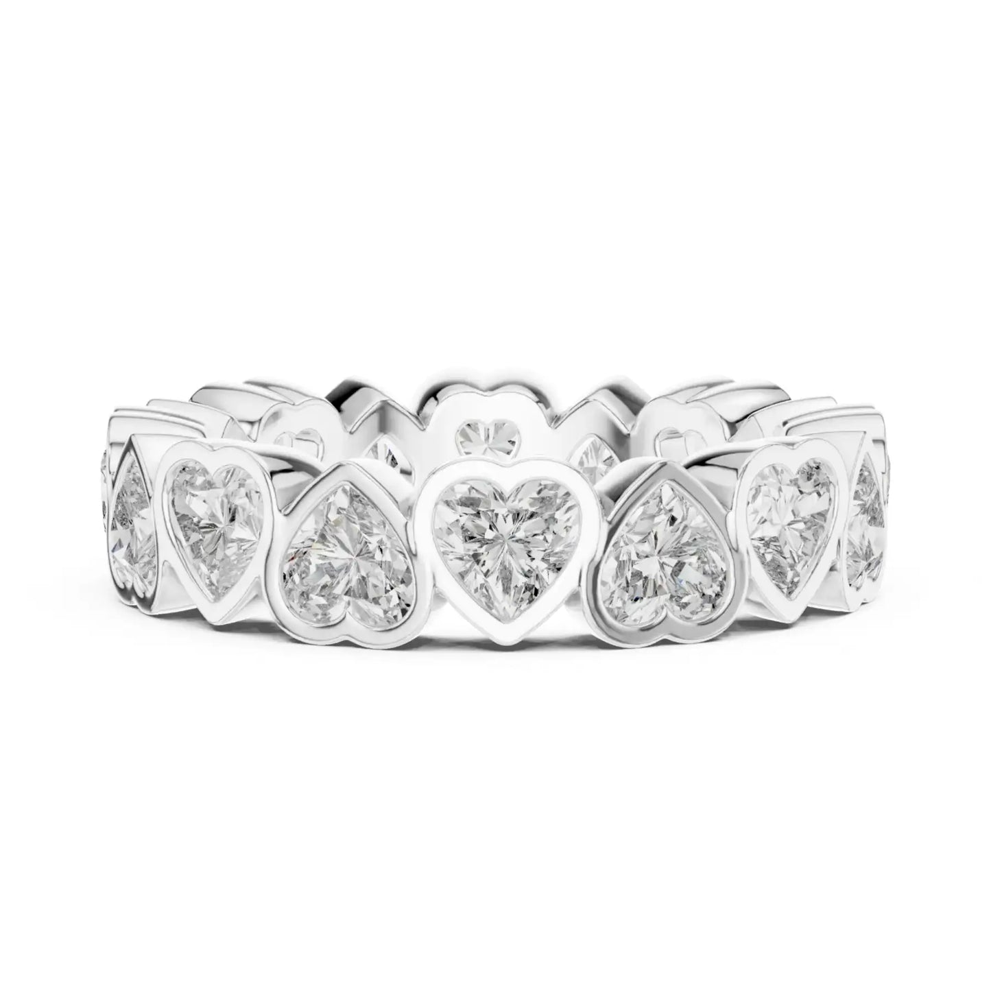 silver Heart Cut Diamond Band