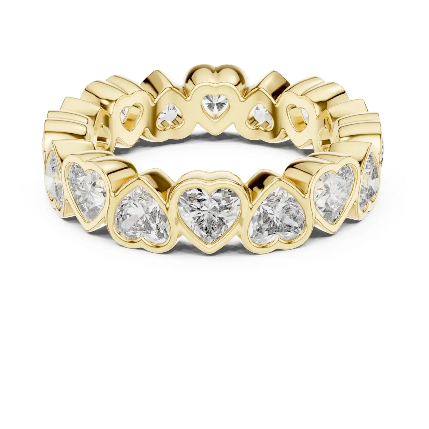 silver Heart Cut Diamond Band