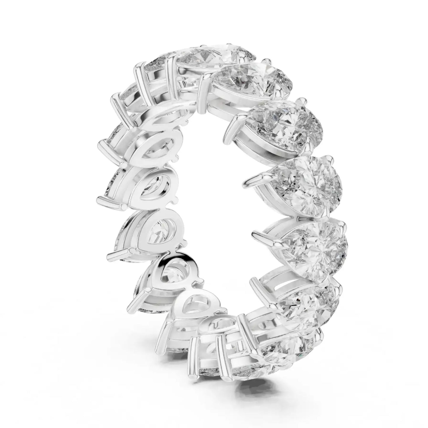 silver Luxury Heart Diamond Band