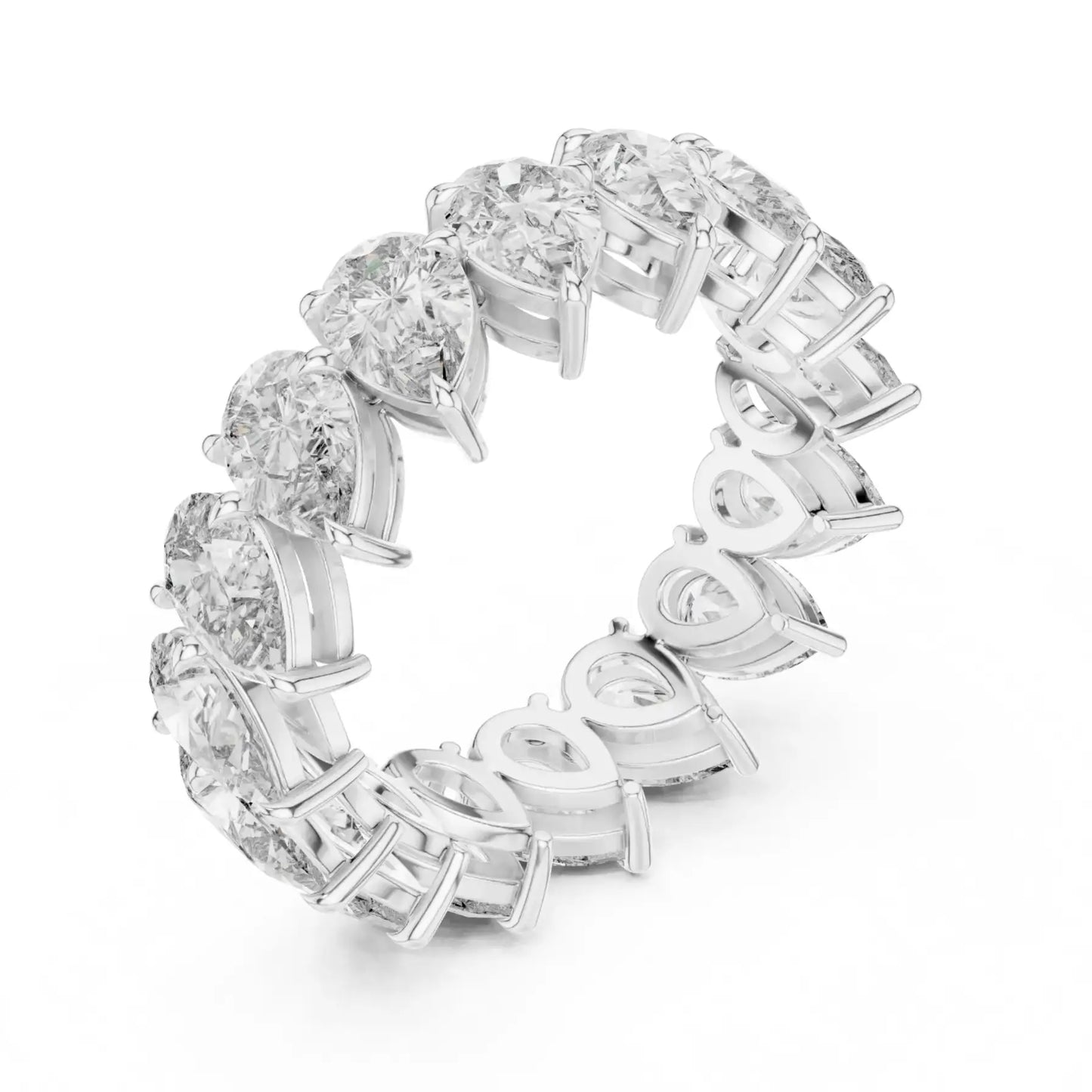 silver Luxury Heart Diamond Band
