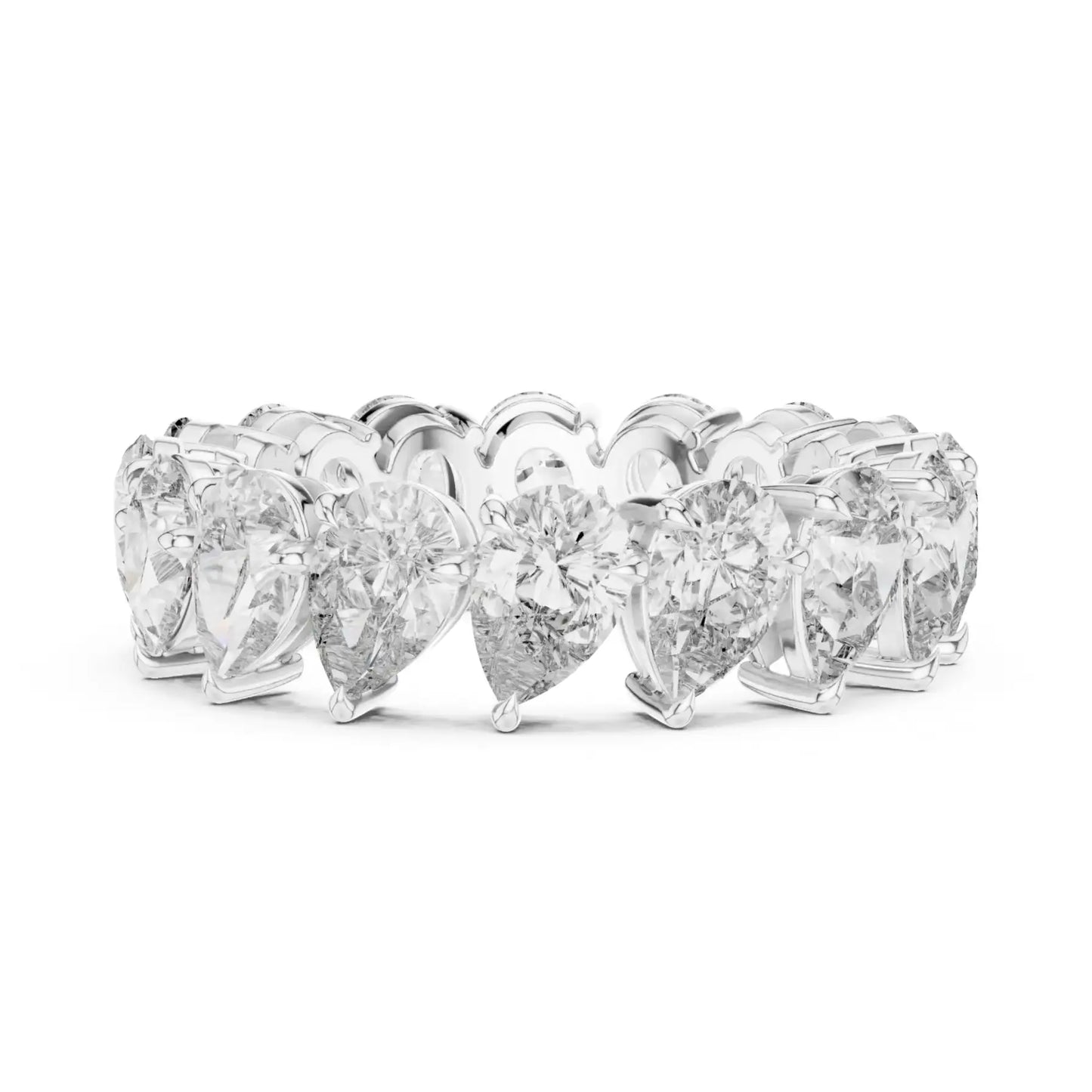silver Luxury Heart Diamond Band