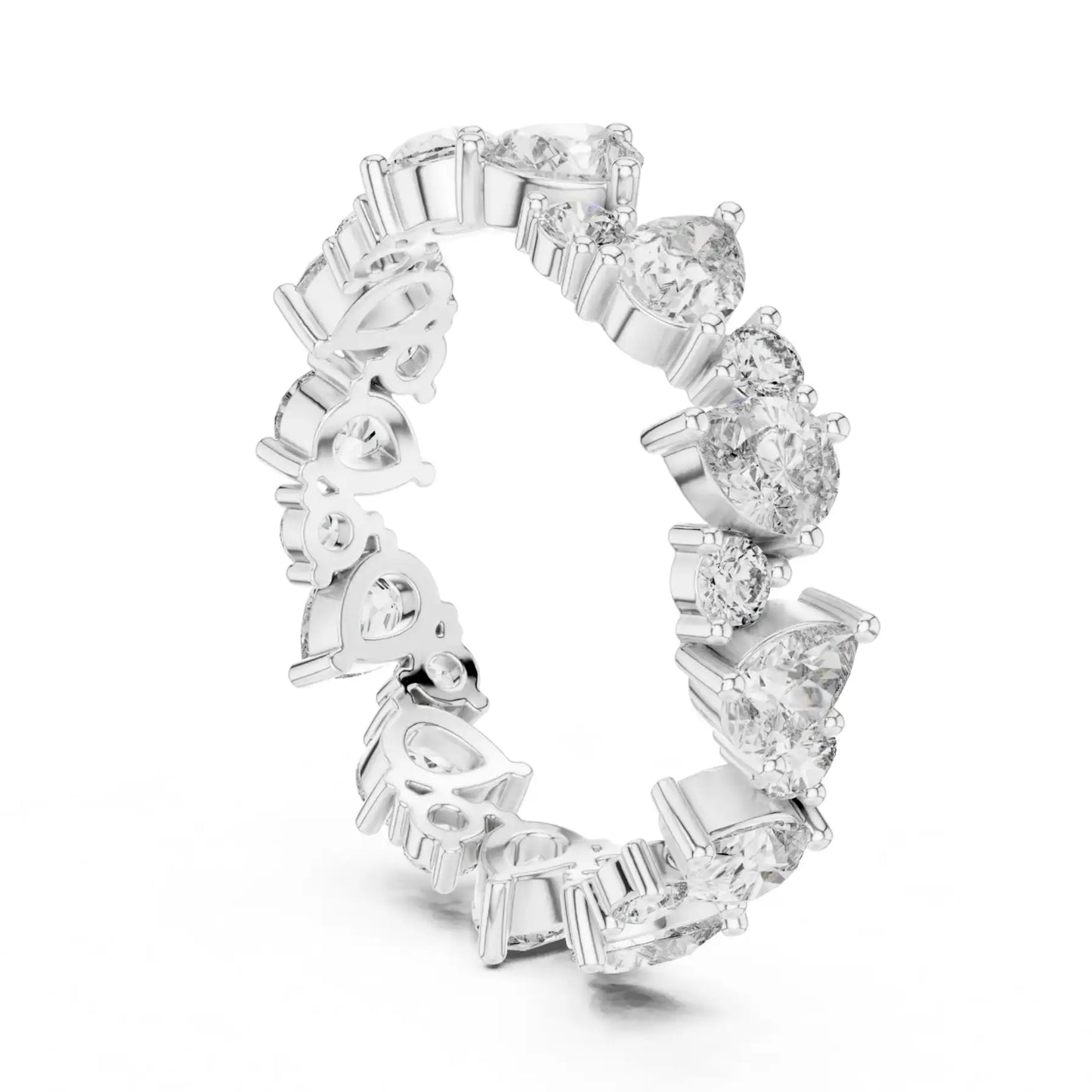 silver Luxury Diamond Link  Ring