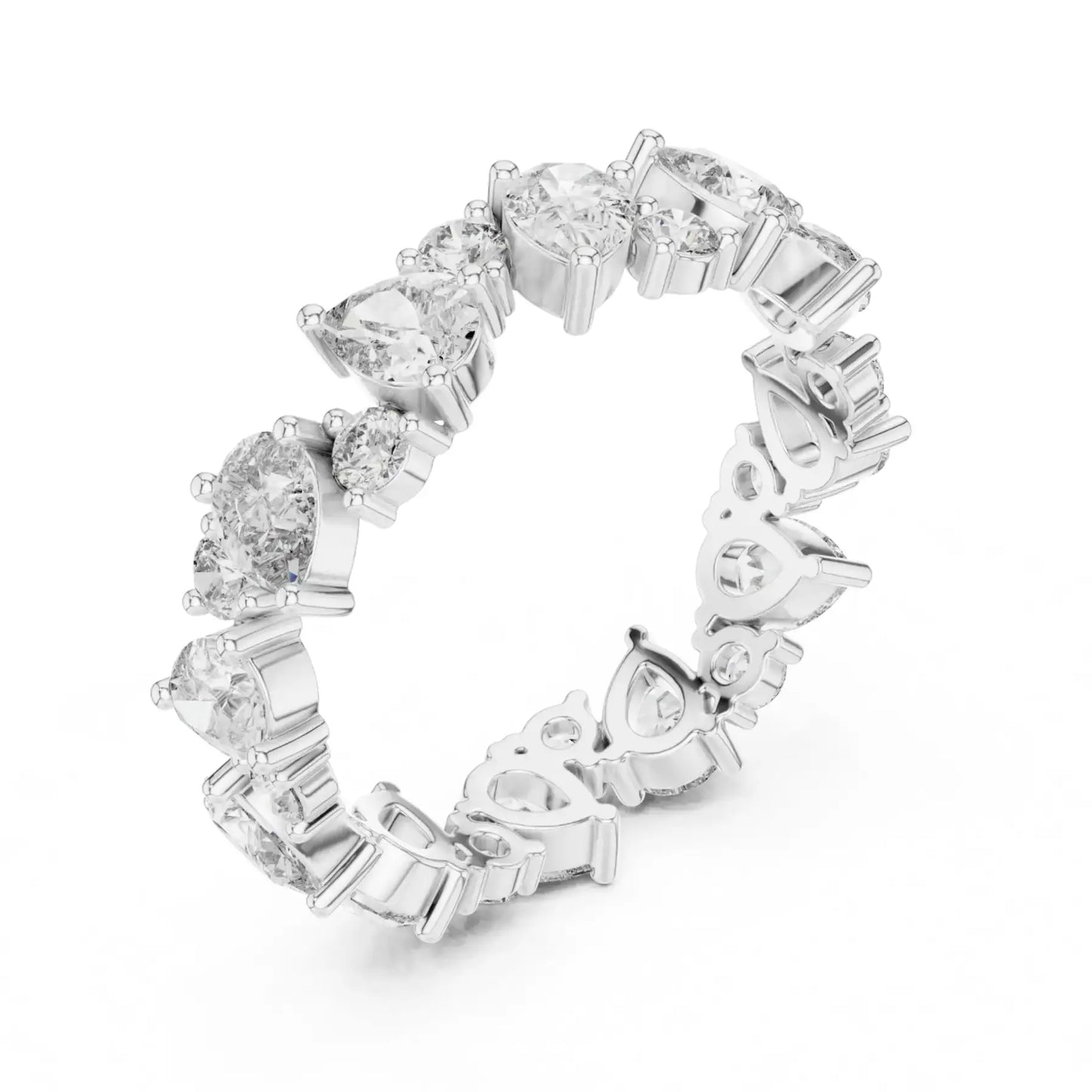 silver Luxury Diamond Link  Ring