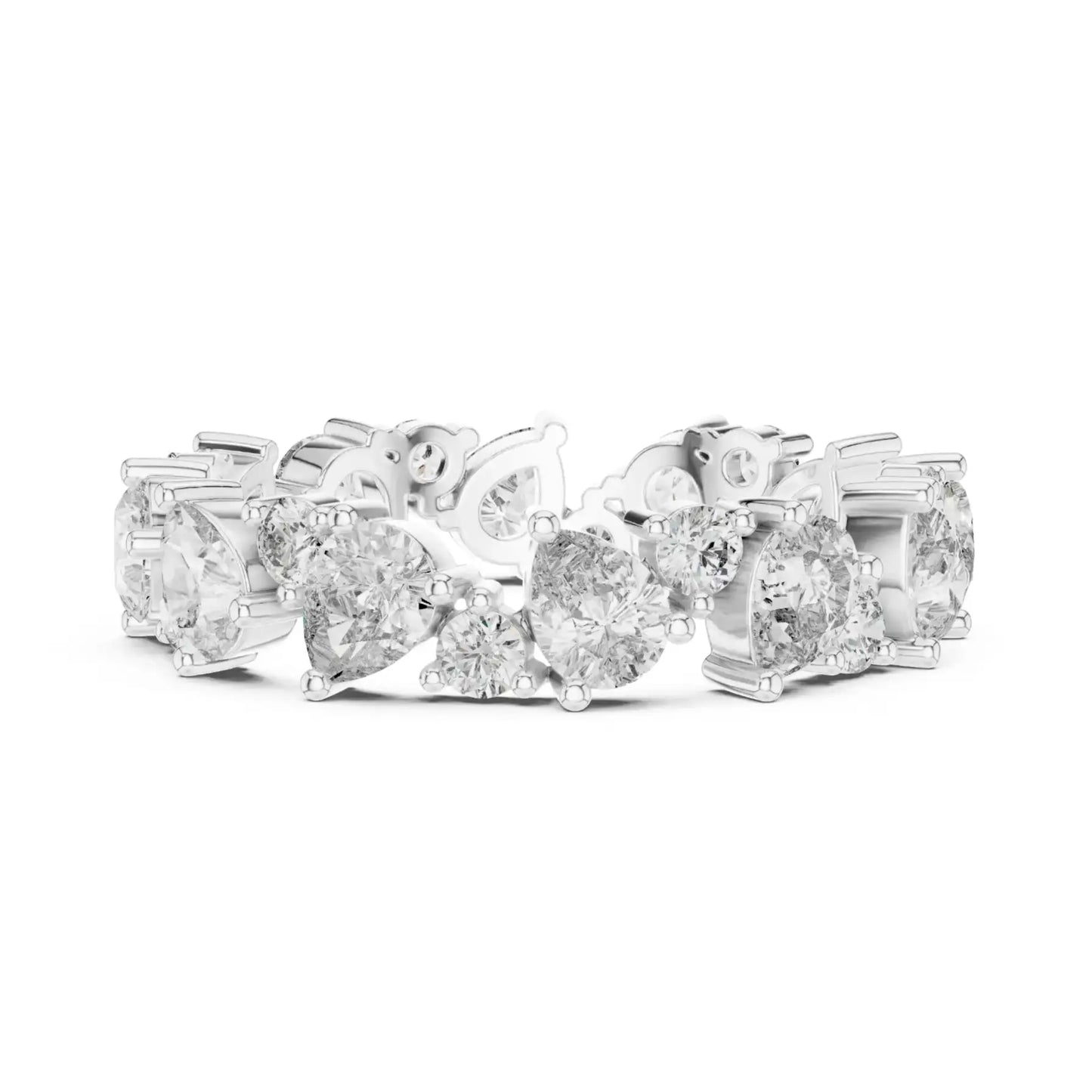silver Luxury Diamond Link  Ring