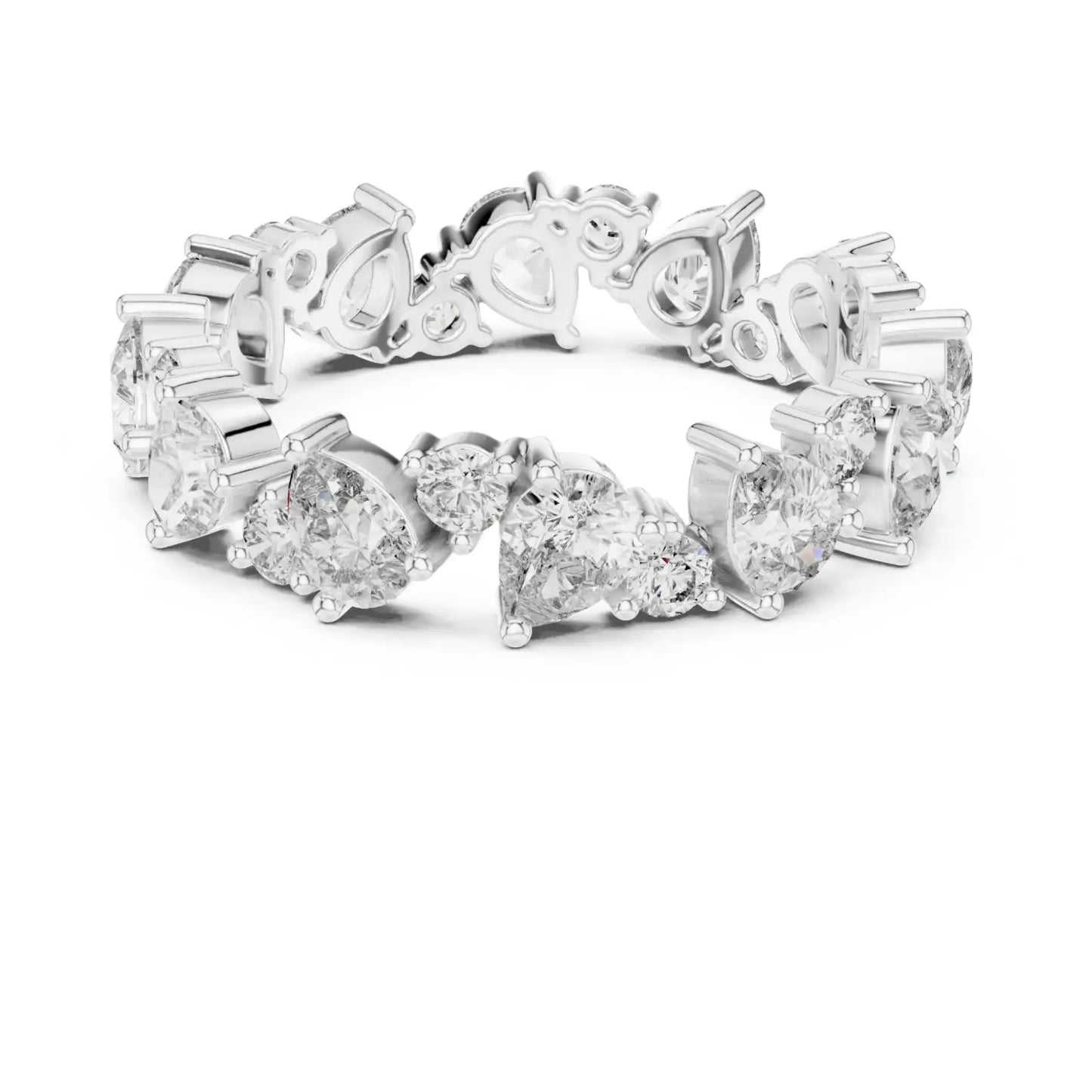 silver Luxury Diamond Link  Ring