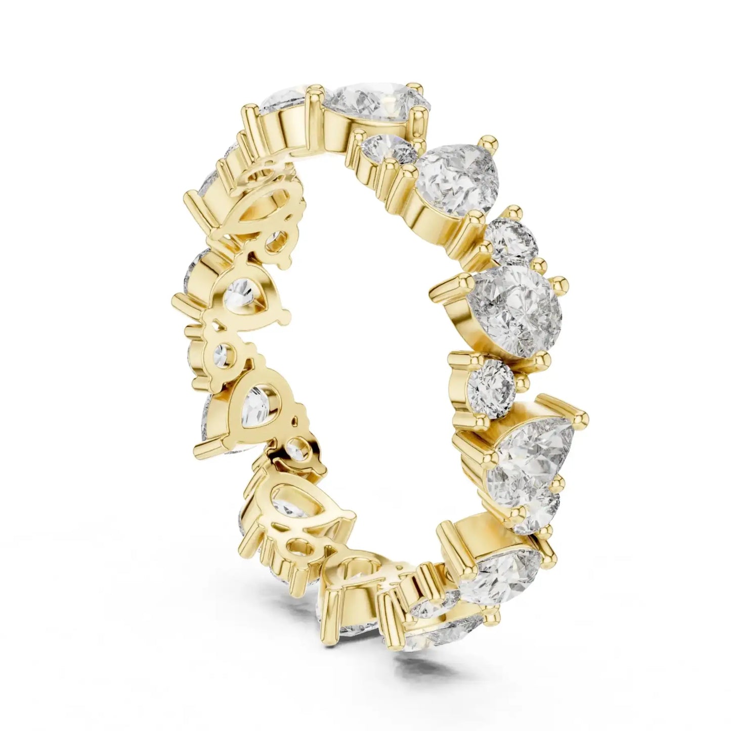 silver Luxury Diamond Link  Ring