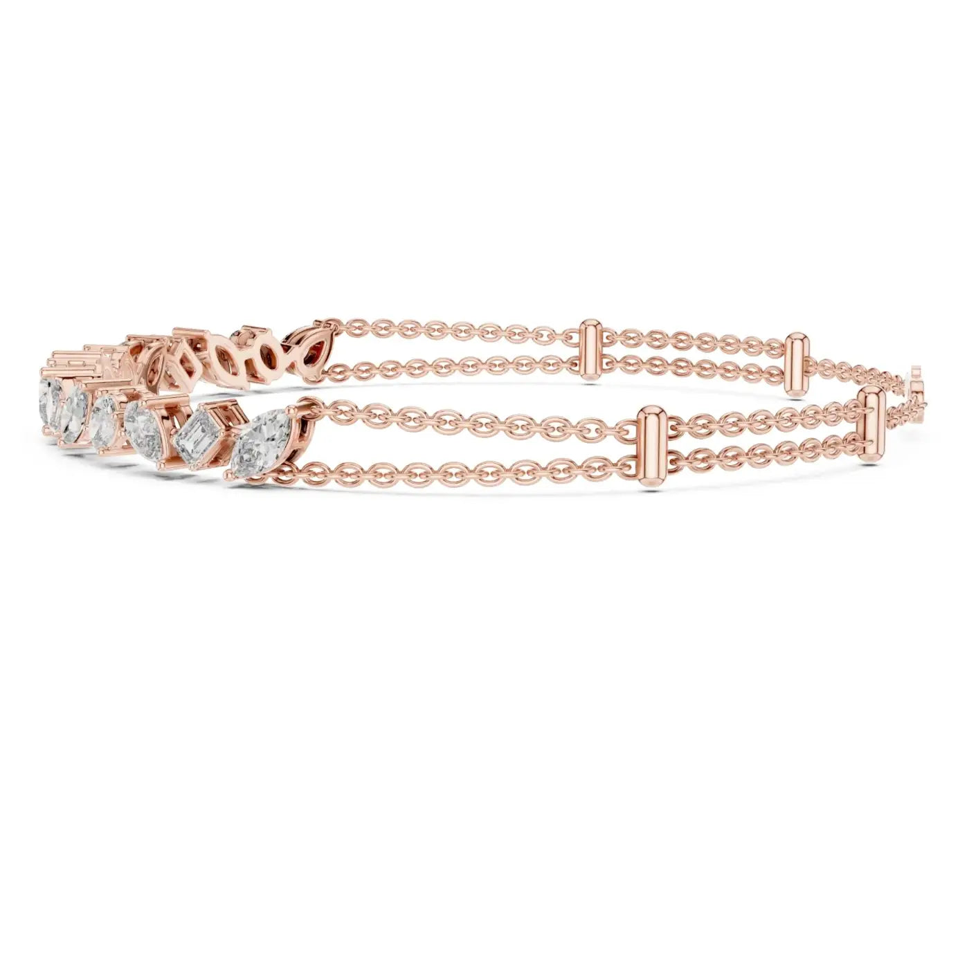 silver Multi-Shape Diamond Gold Bracelet
