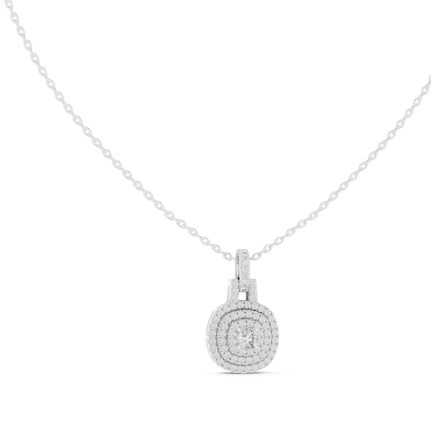 silver Luxury Diamond Halo Pendant