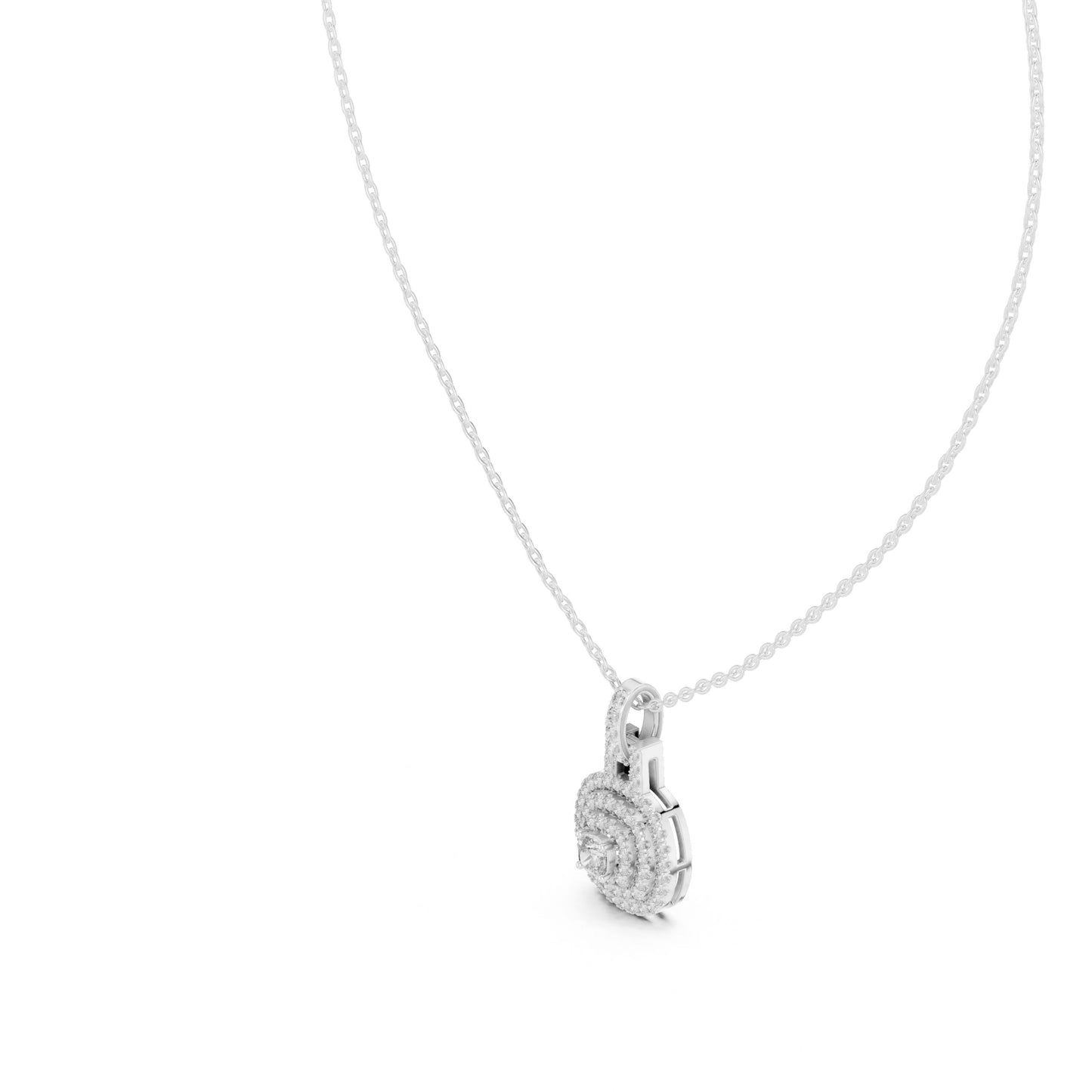 silver Luxury Diamond Halo Pendant