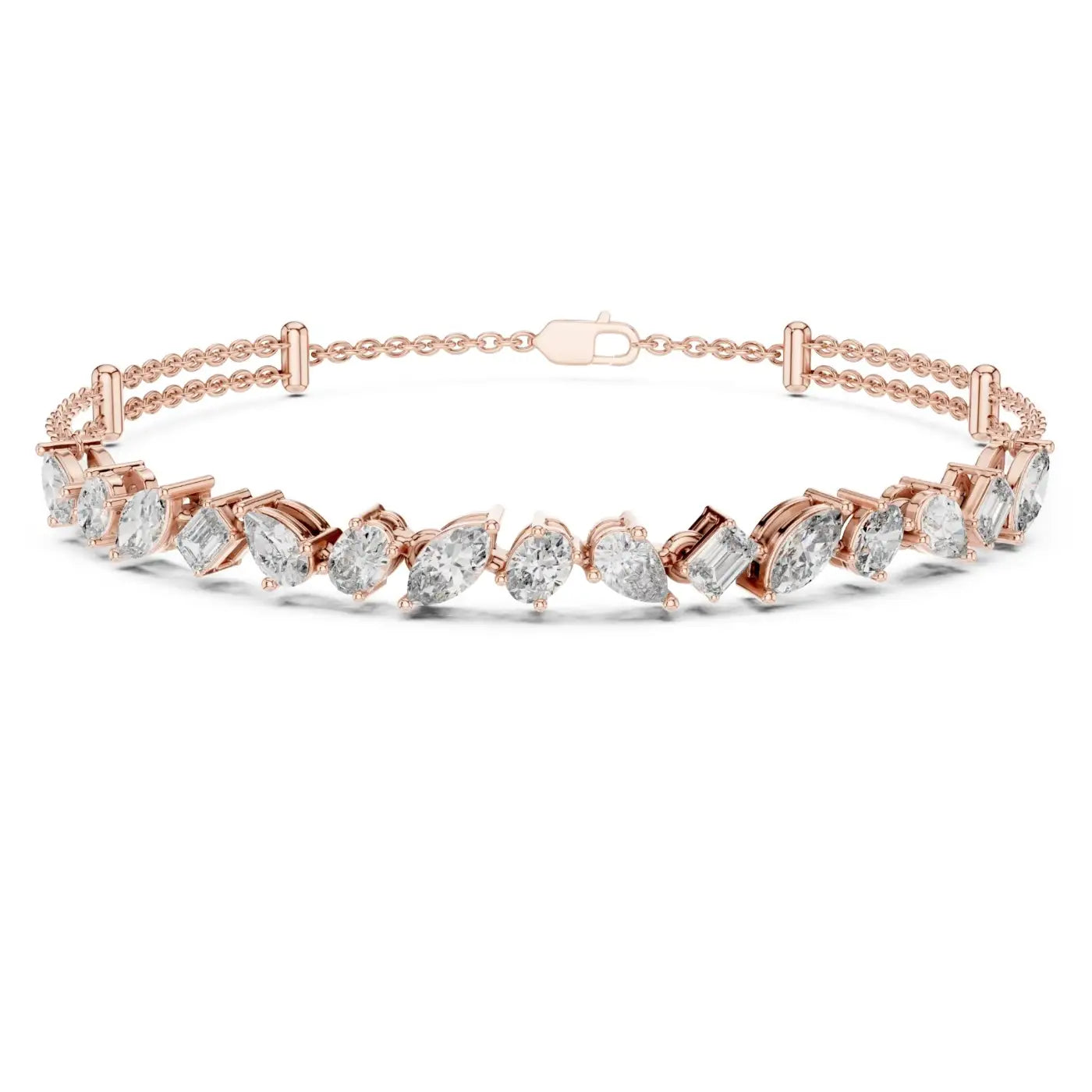 silver Multi-Shape Diamond Gold Bracelet