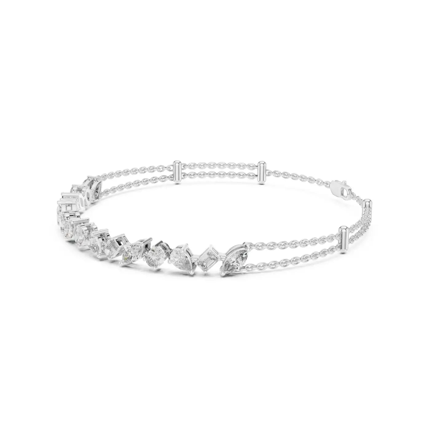 silver Multi-Shape Diamond Gold Bracelet