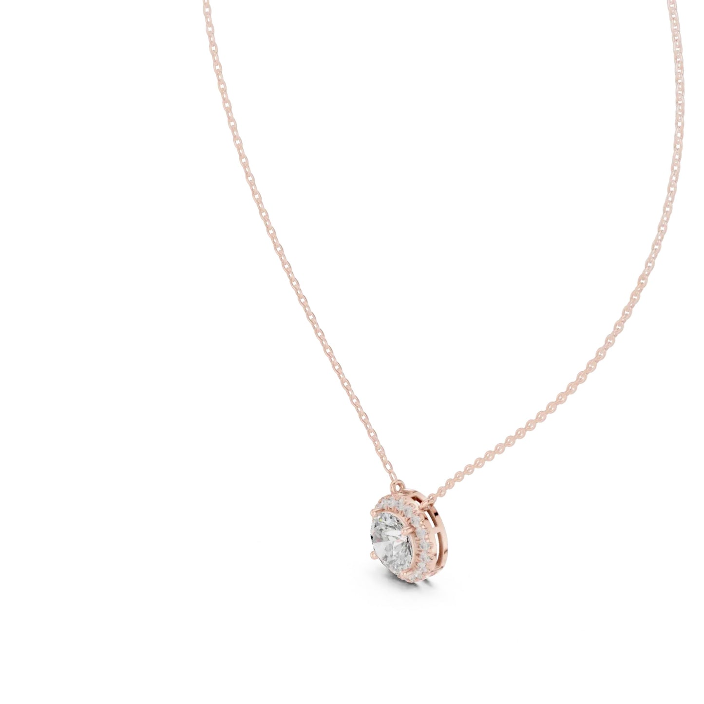 silver Rose Gold Halo Pendant