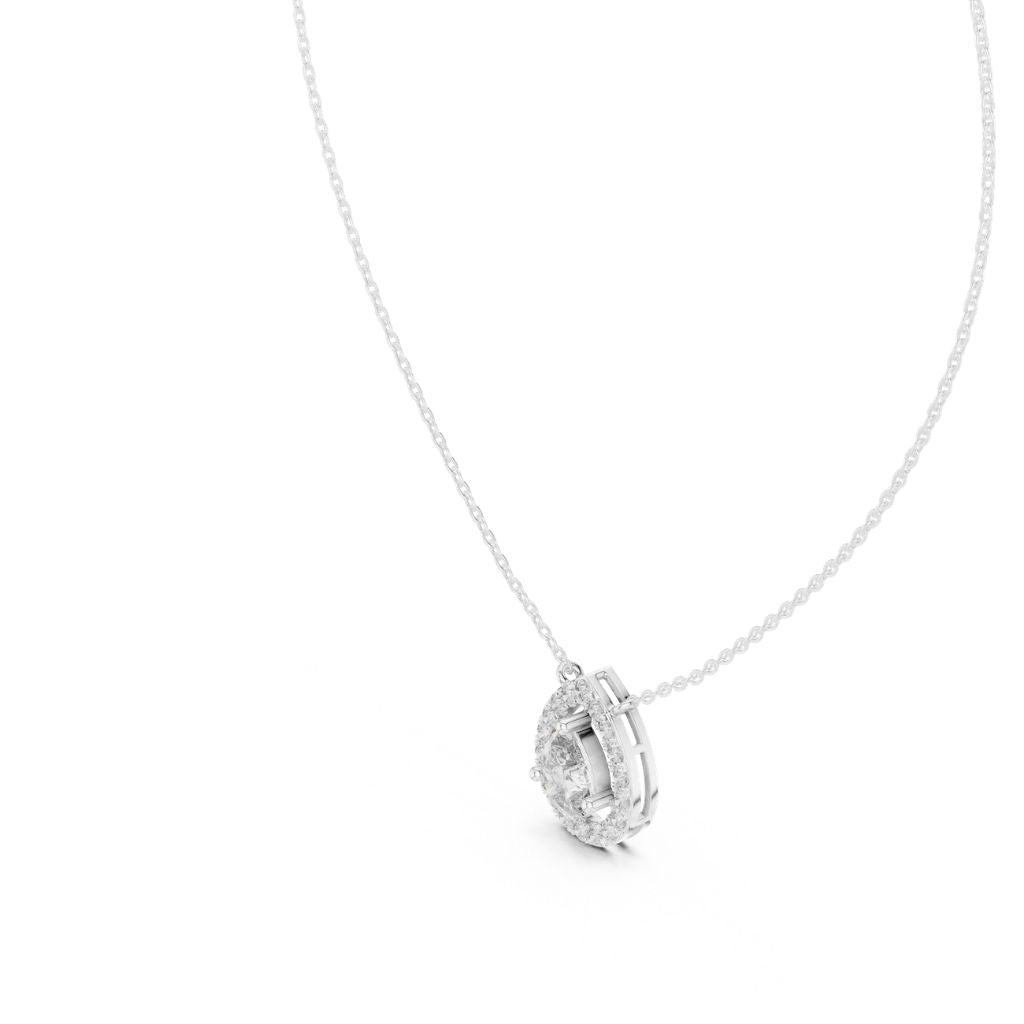 silver Halo Teardrop Pendant