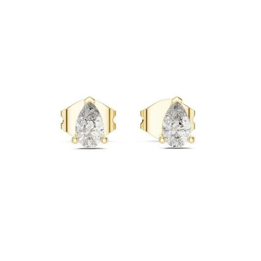 silver Pear Cut Diamond Earrings in Gold