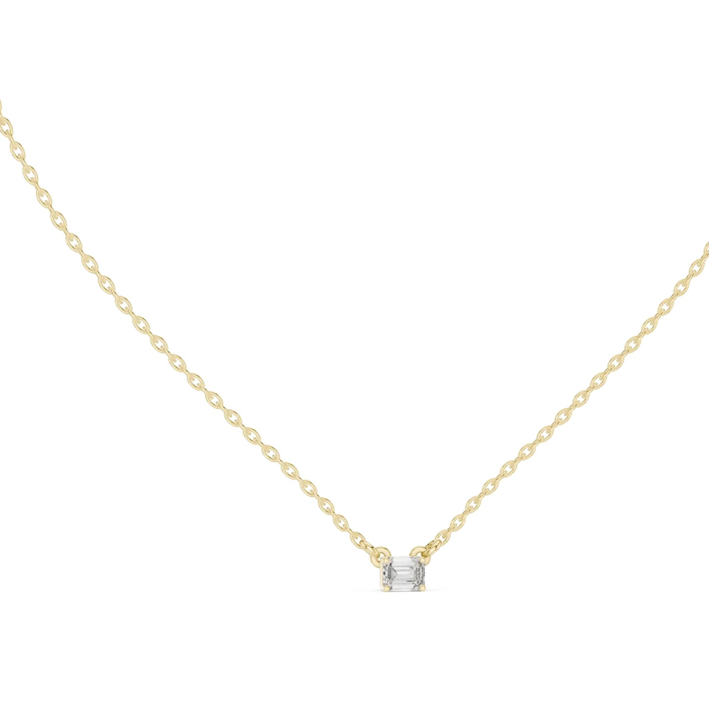 silver Emerald Cut Solitaire Pendant