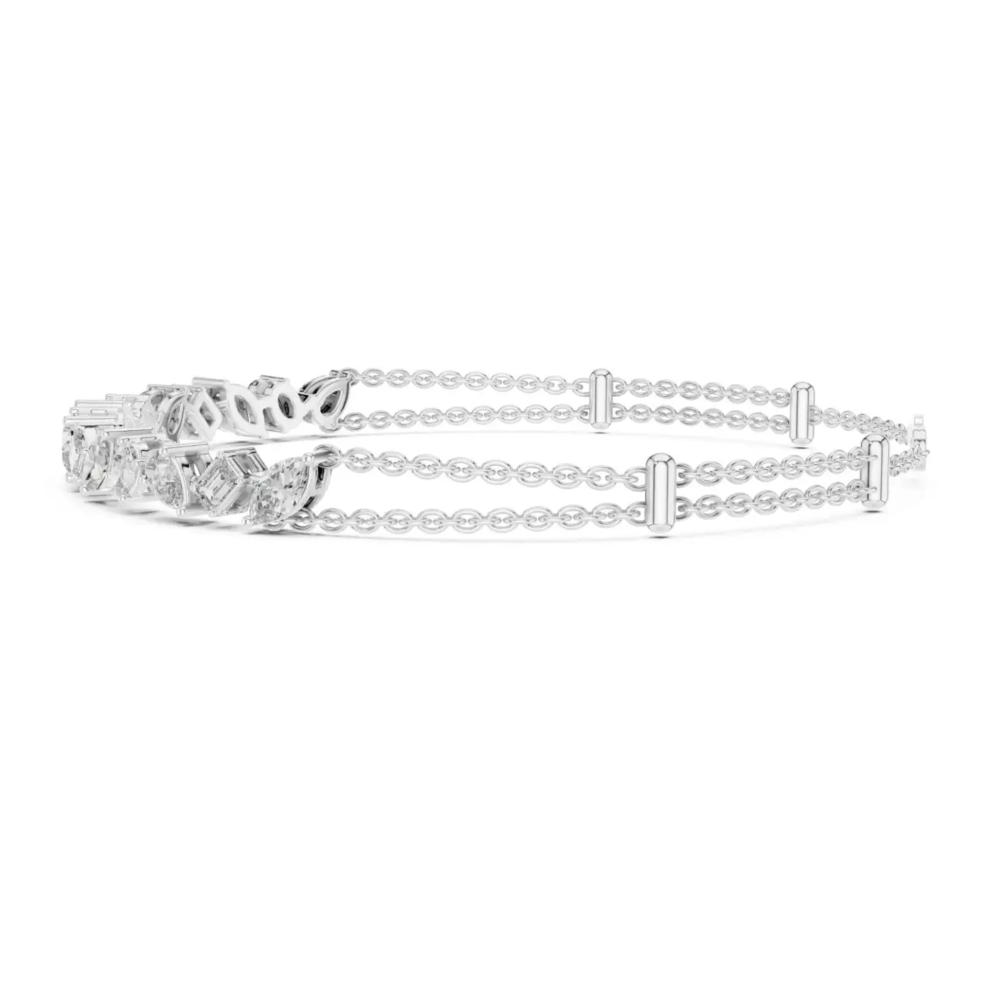 silver Multi-Shape Diamond Gold Bracelet