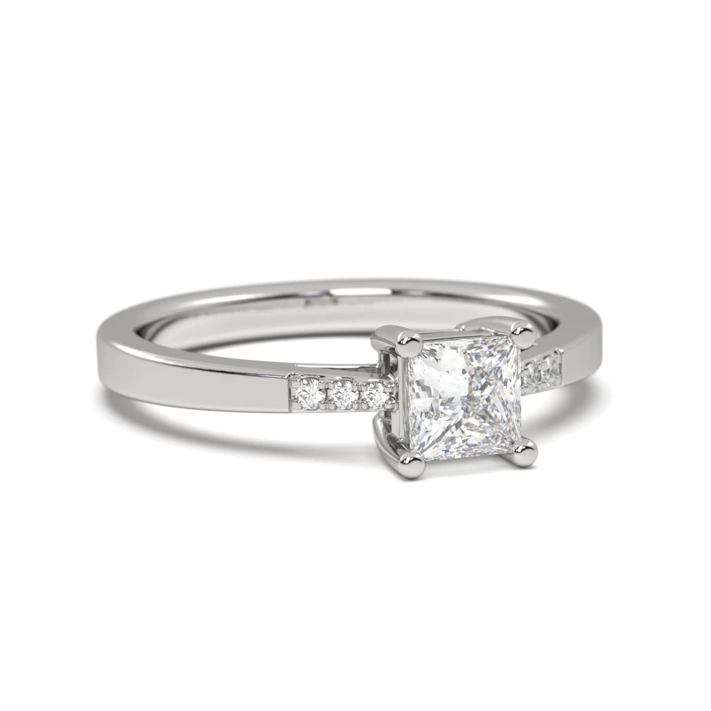Square silver Diamond Ring