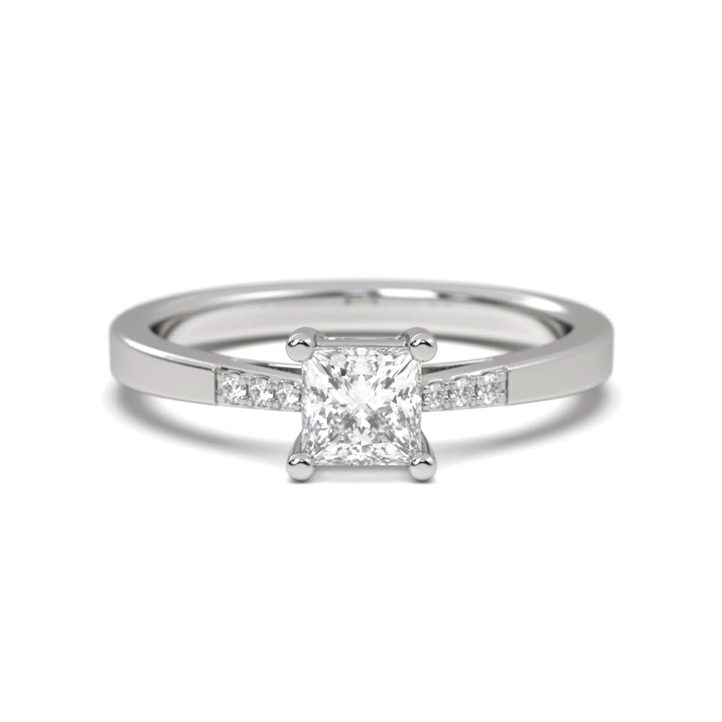 Square silver Diamond Ring