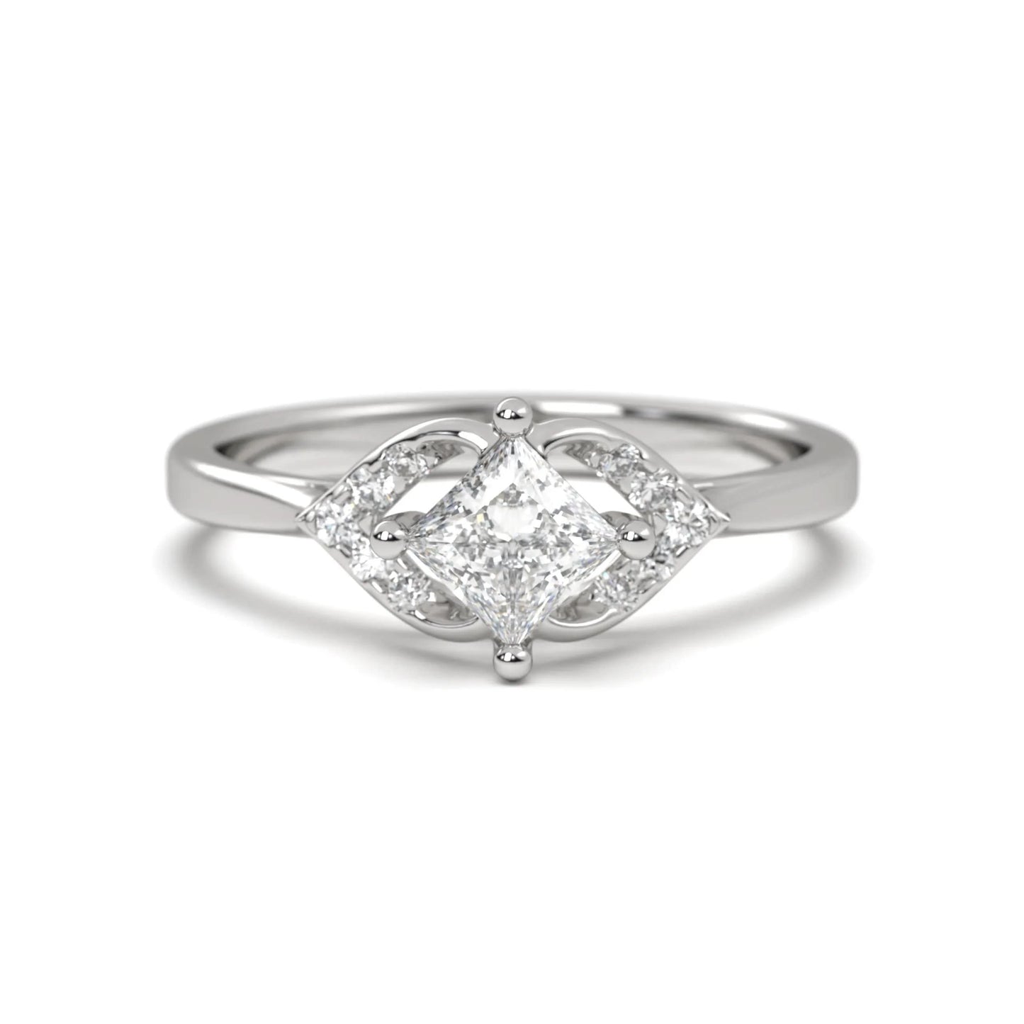 Silver Classic Solitaire Accent Ring
