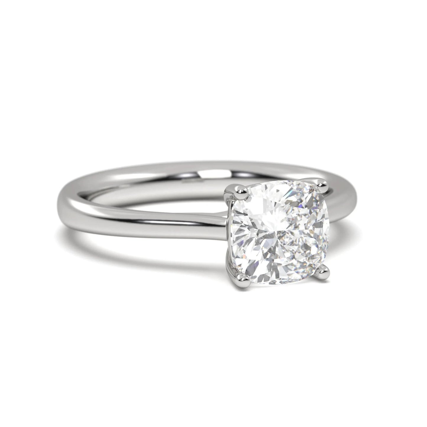 Modern  silver  Cushion Solitaire Band