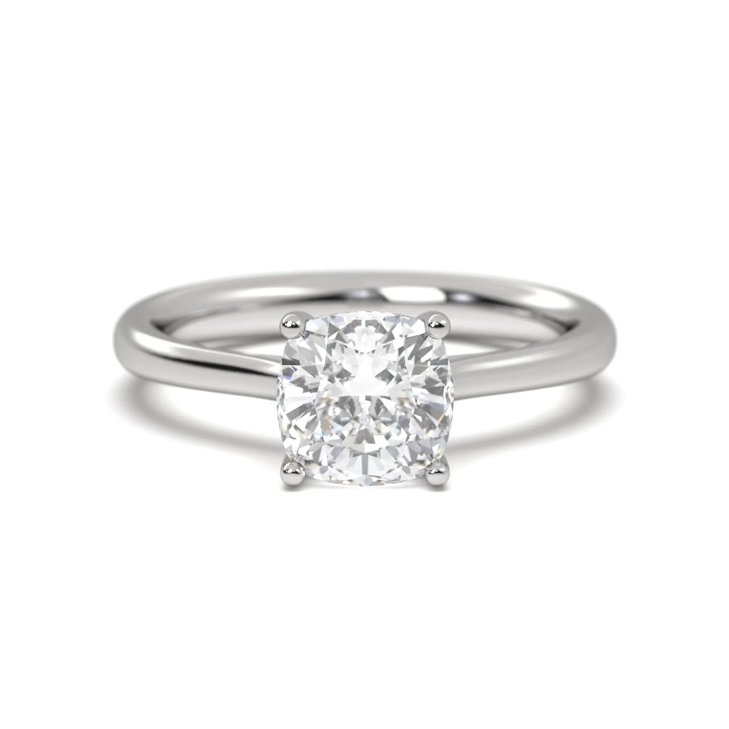 Modern  silver  Cushion Solitaire Band