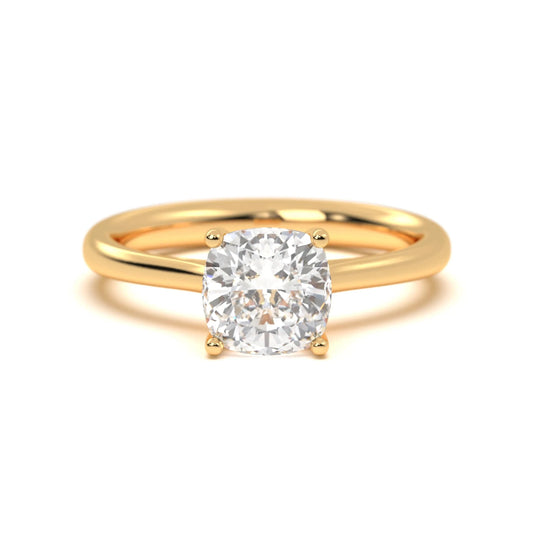 Modern  silver  Cushion Solitaire Band