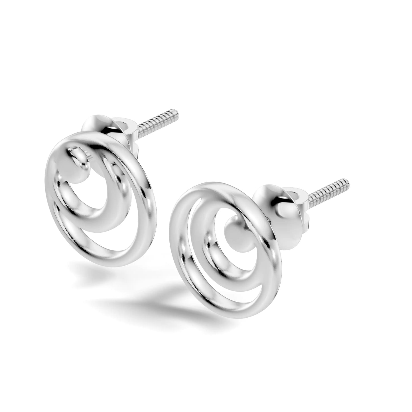 silver Modern Swirl Studs