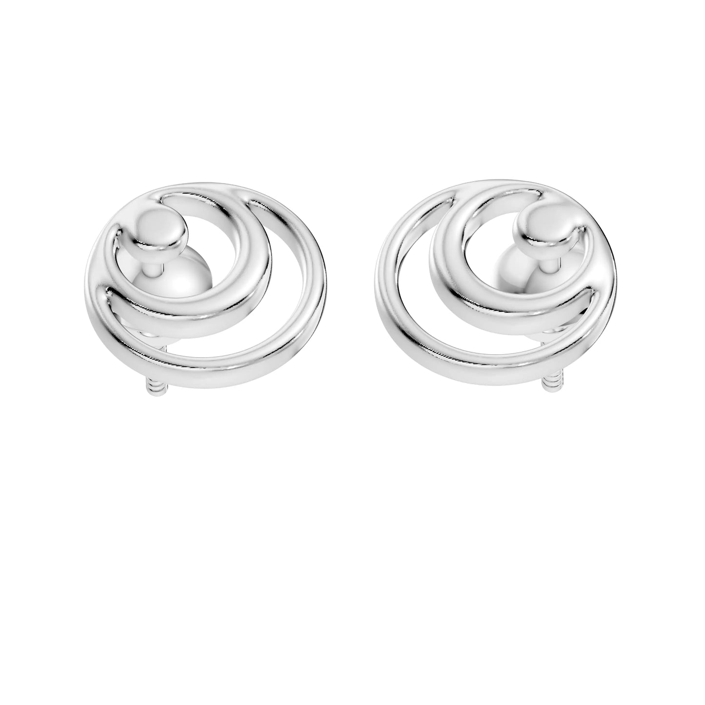 silver Modern Swirl Studs