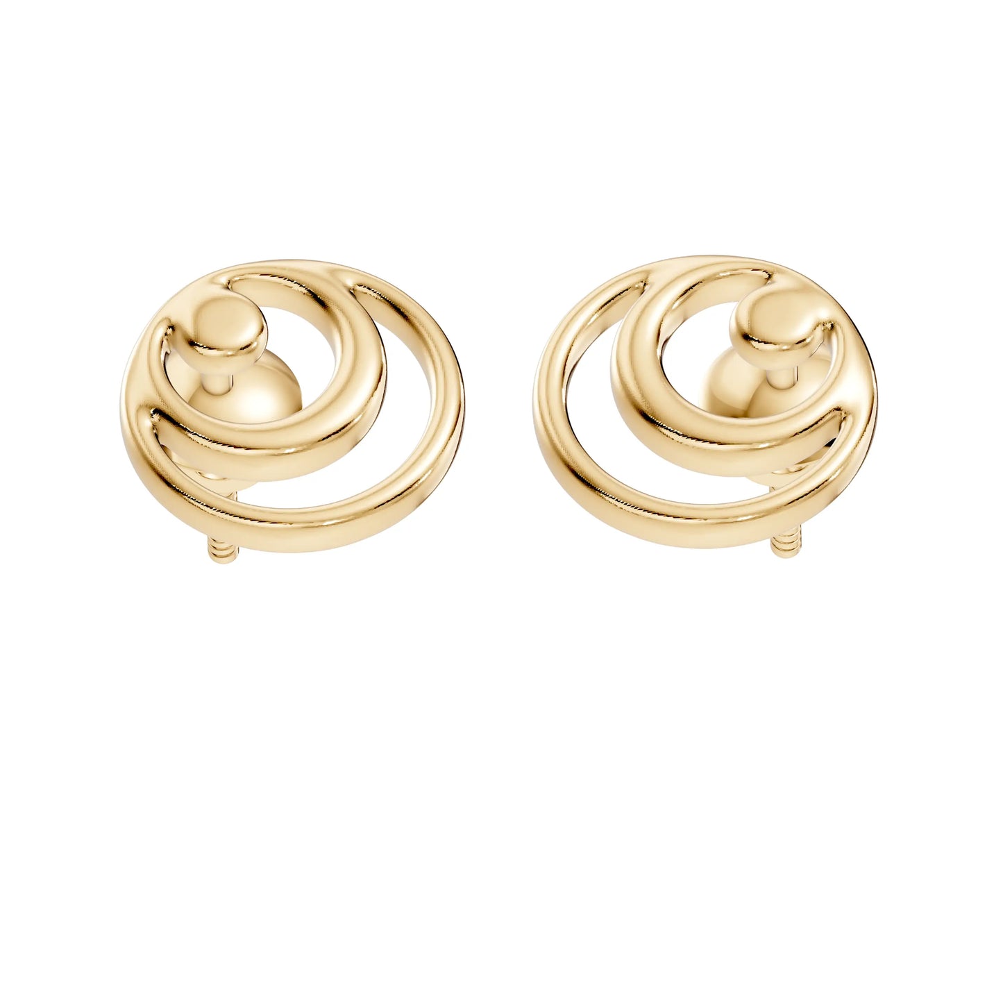 silver Modern Swirl Studs