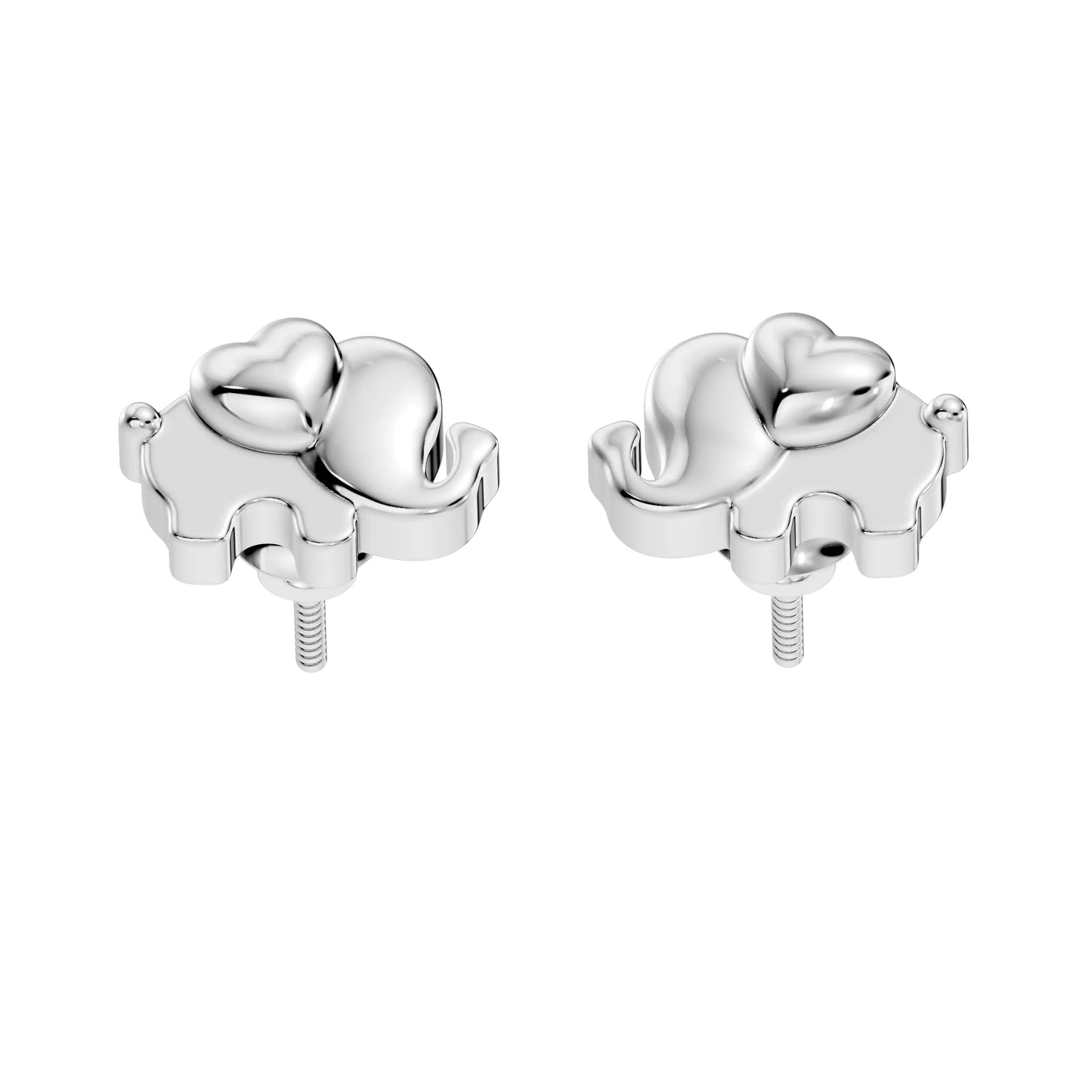 silver Cute Heart Elephant Tops