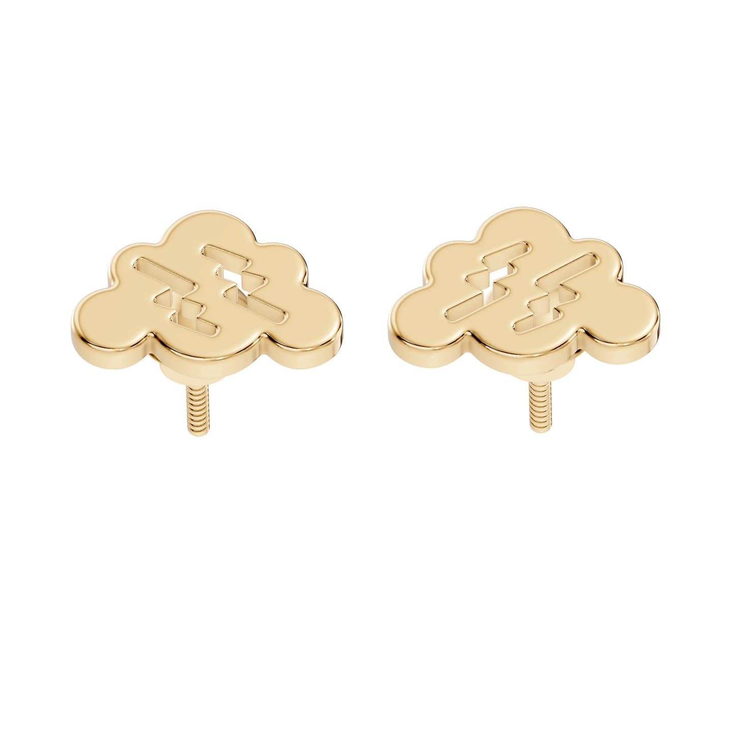 silver Soft Curve Gold Studs