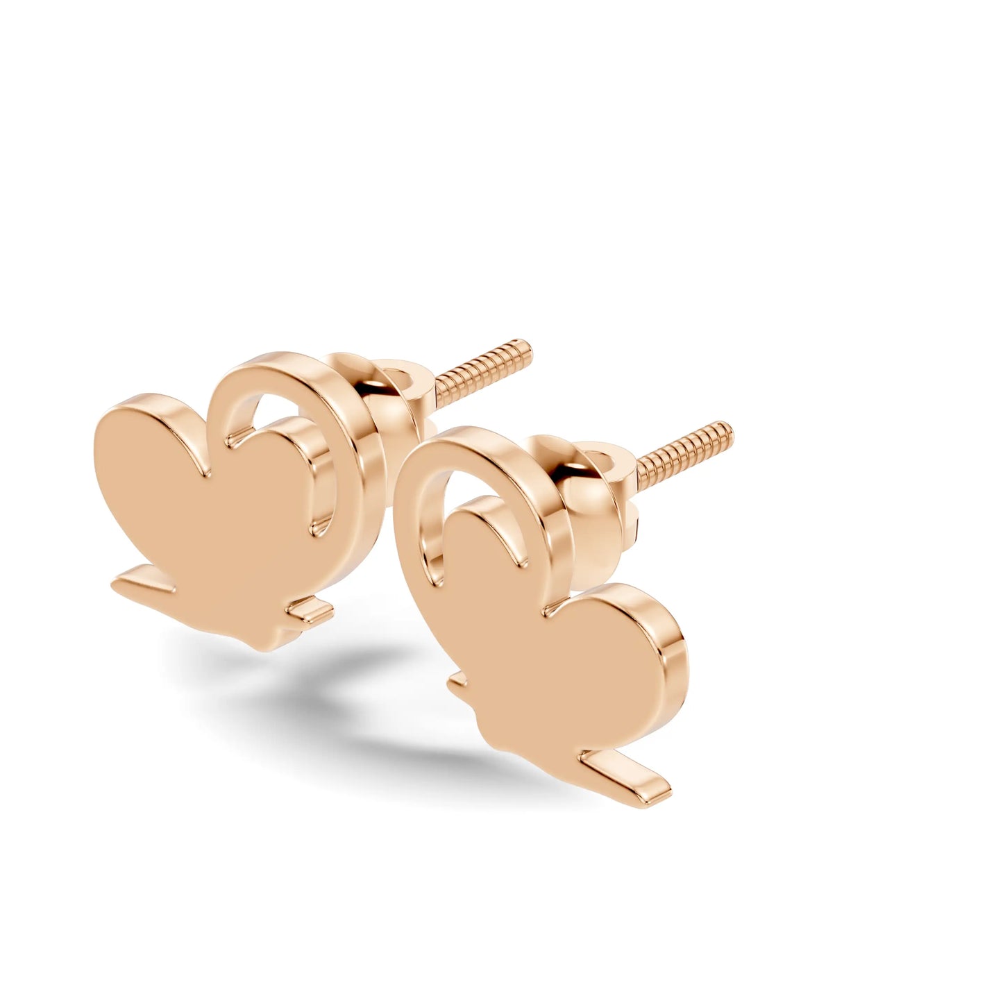 silver Minimal Love Studs