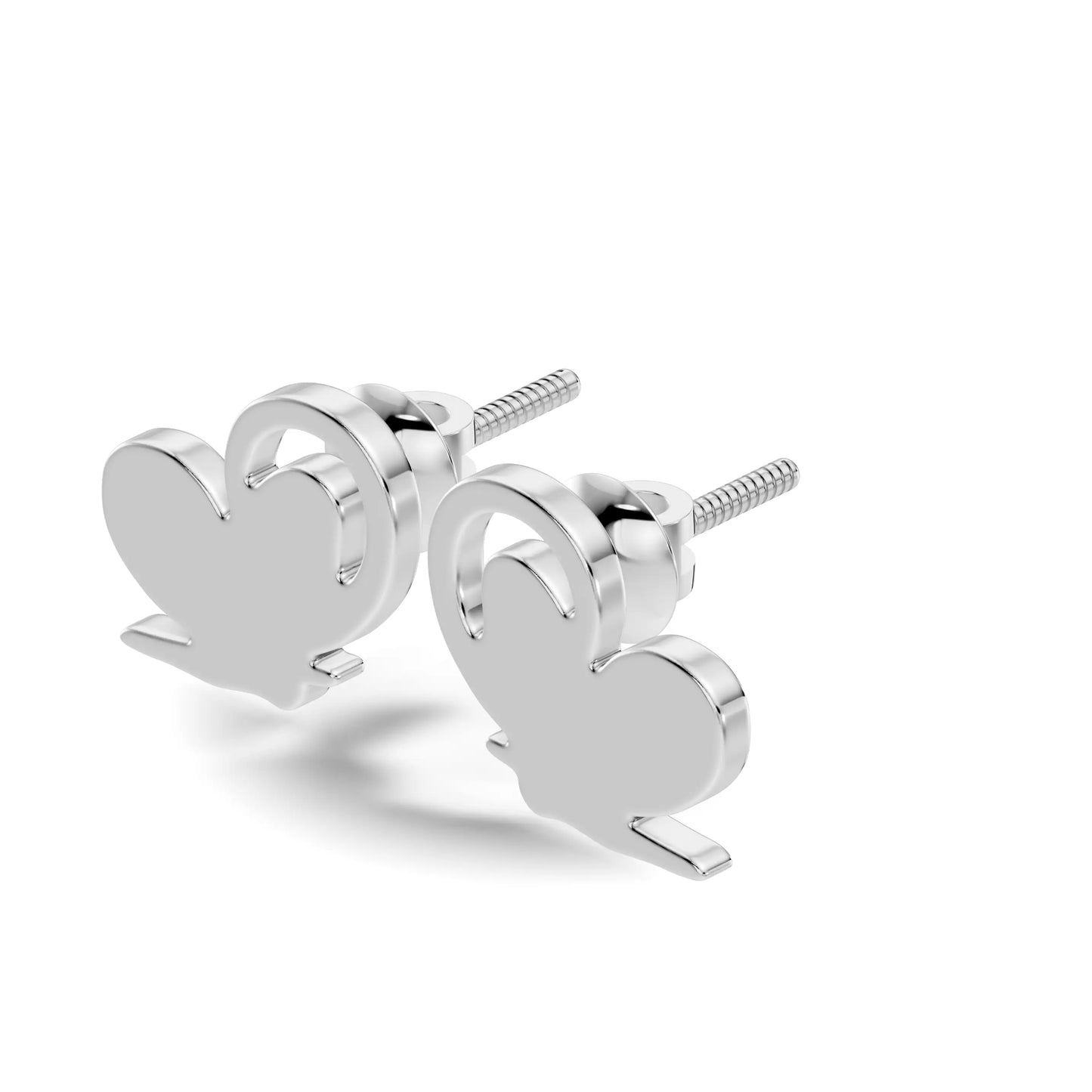 silver Minimal Love Studs