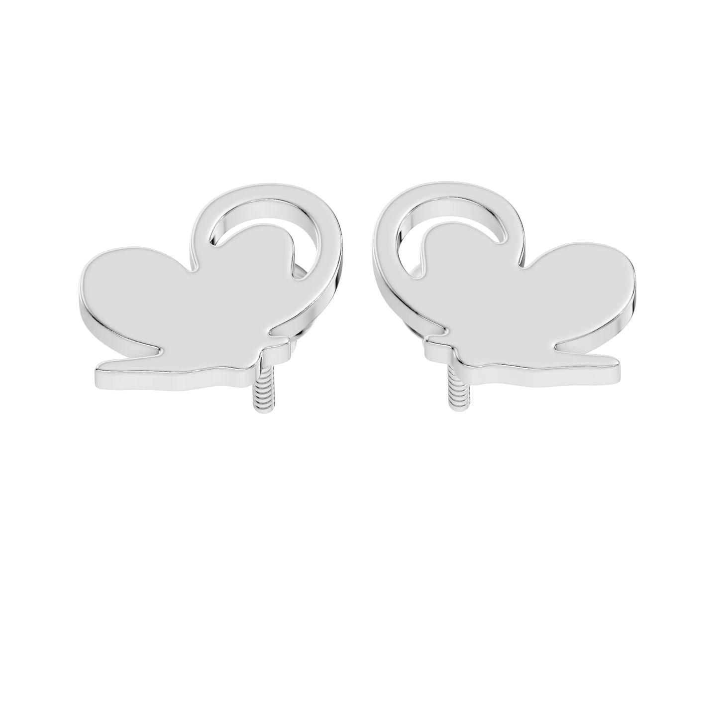 silver Minimal Love Studs