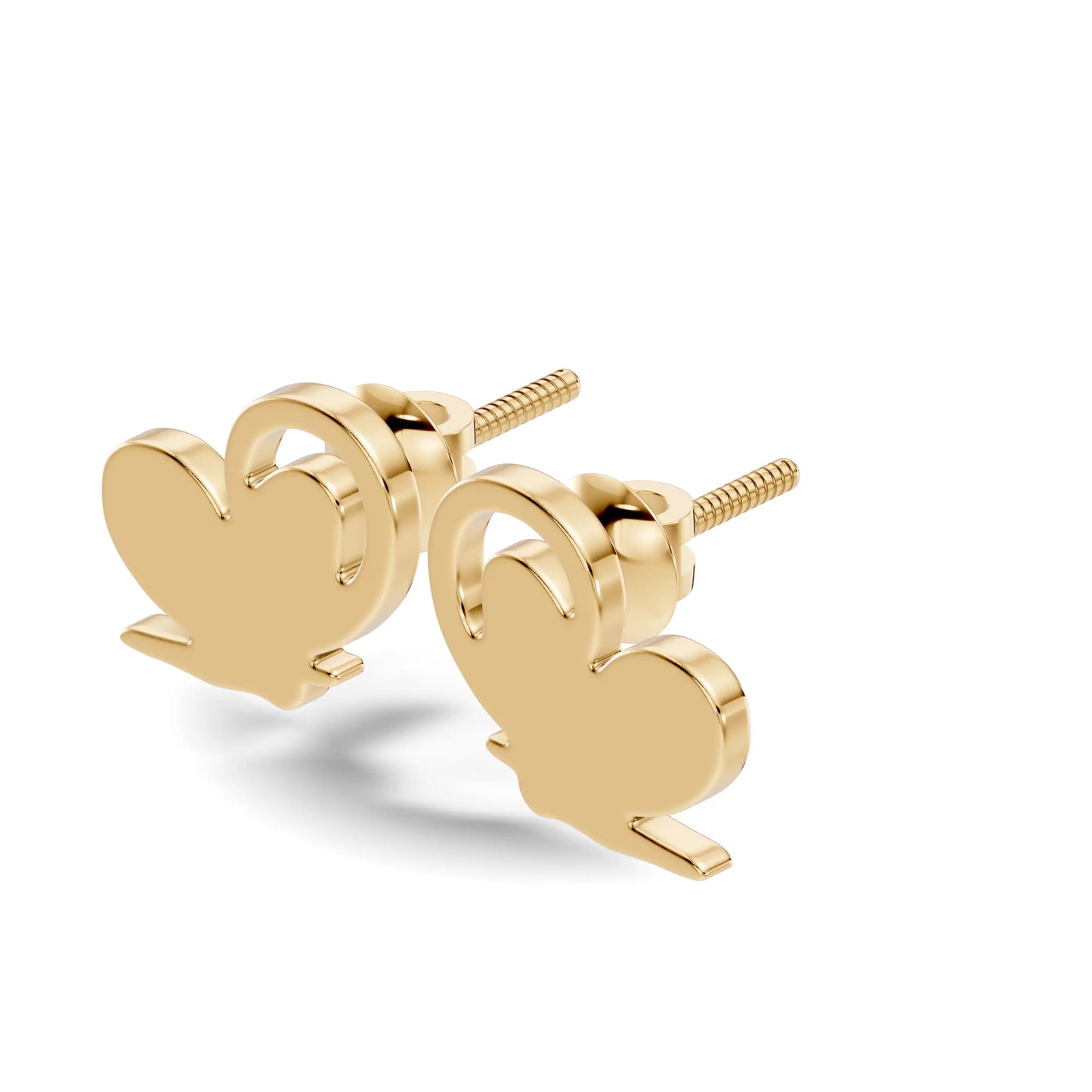 silver Minimal Love Studs