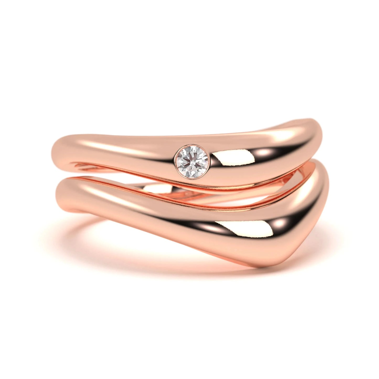 silver Twin Wave Diamond Ring
