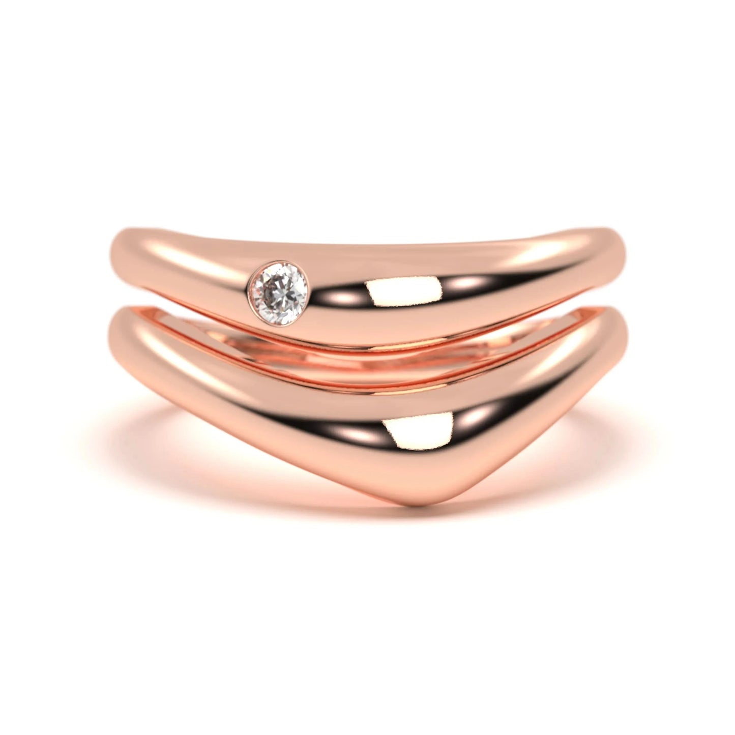 silver Twin Wave Diamond Ring
