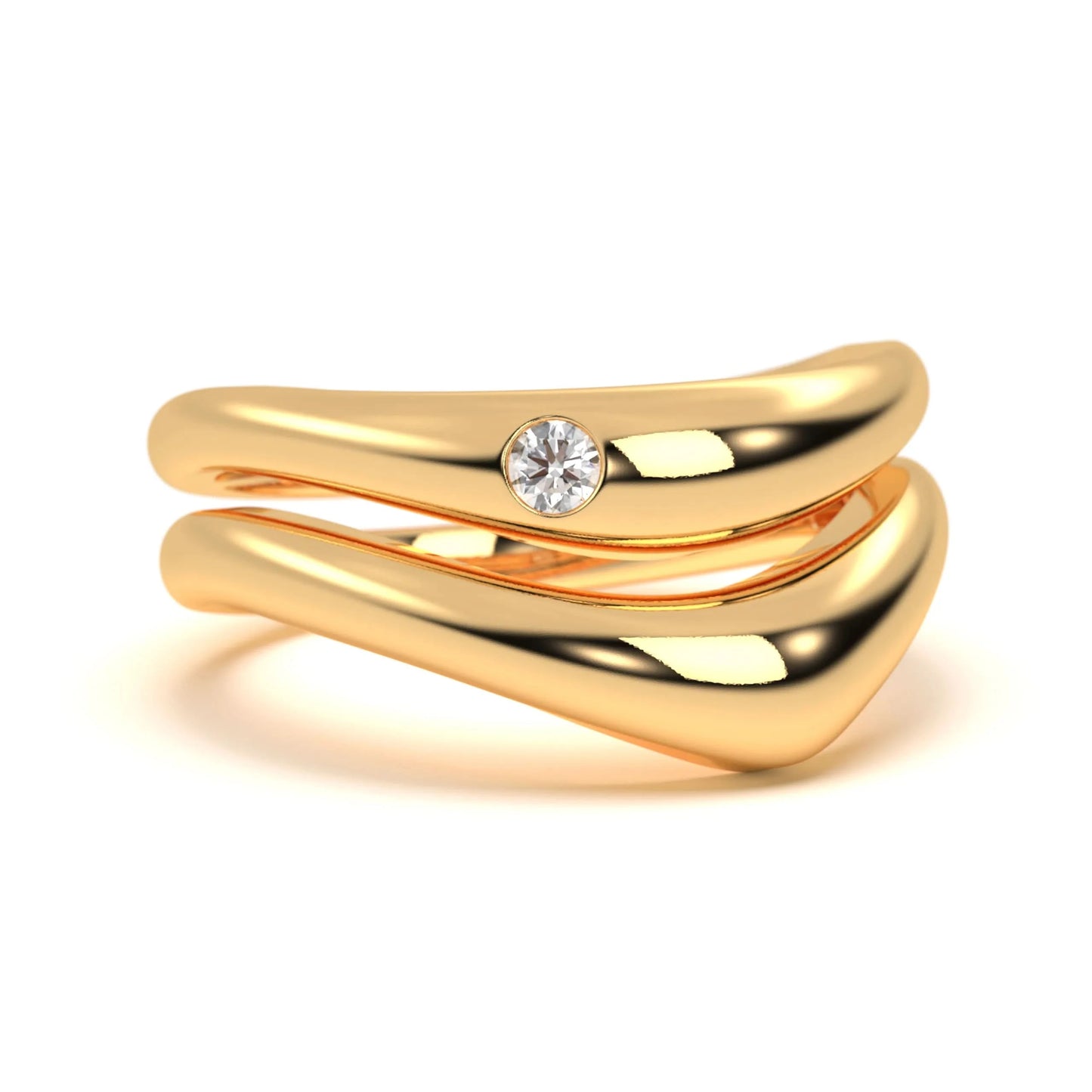 silver Twin Wave Diamond Ring