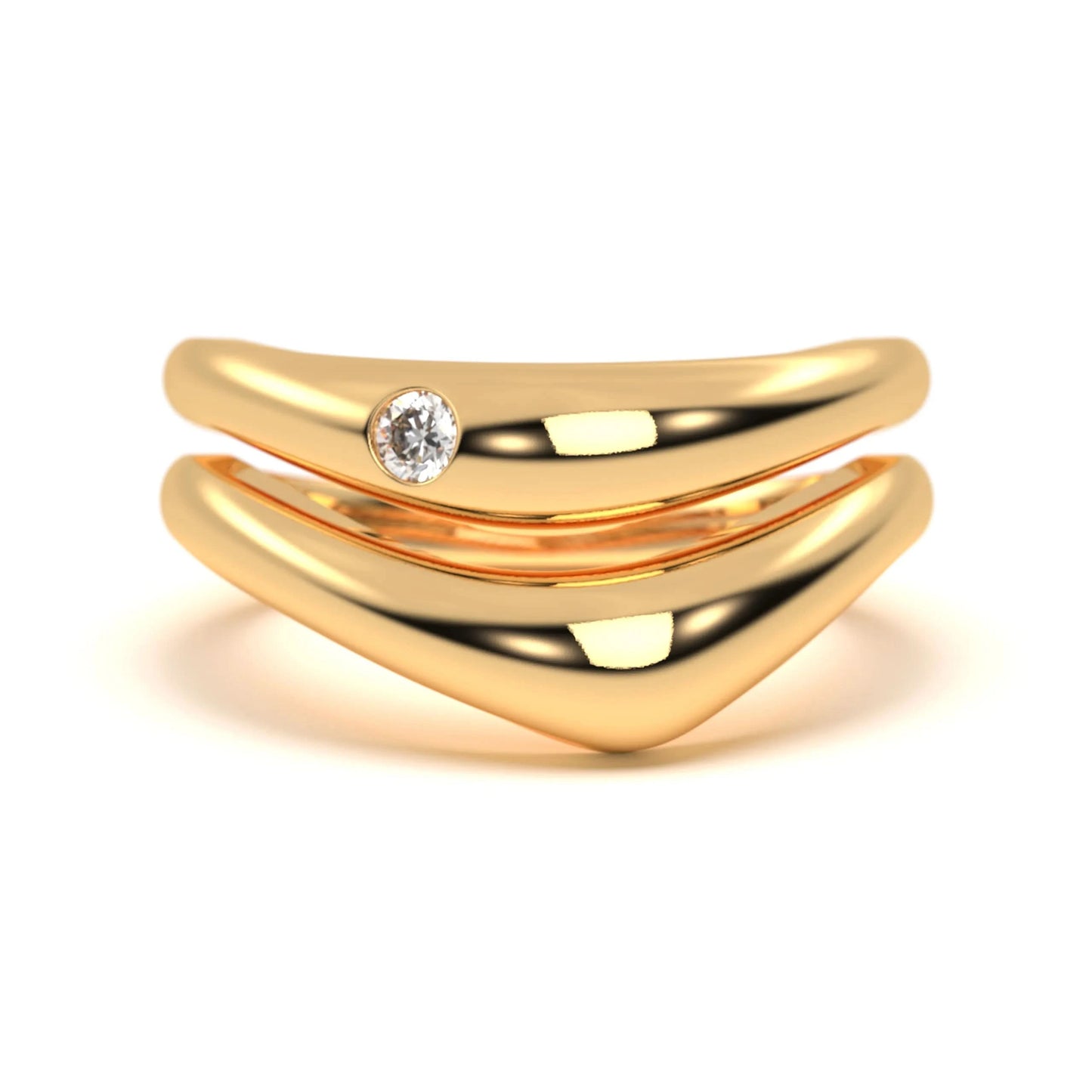 silver Twin Wave Diamond Ring