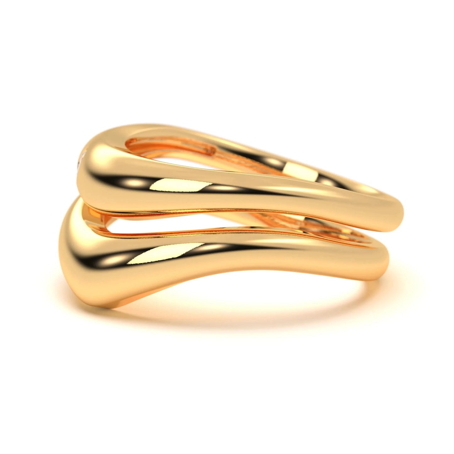 silver Twin Wave Diamond Ring