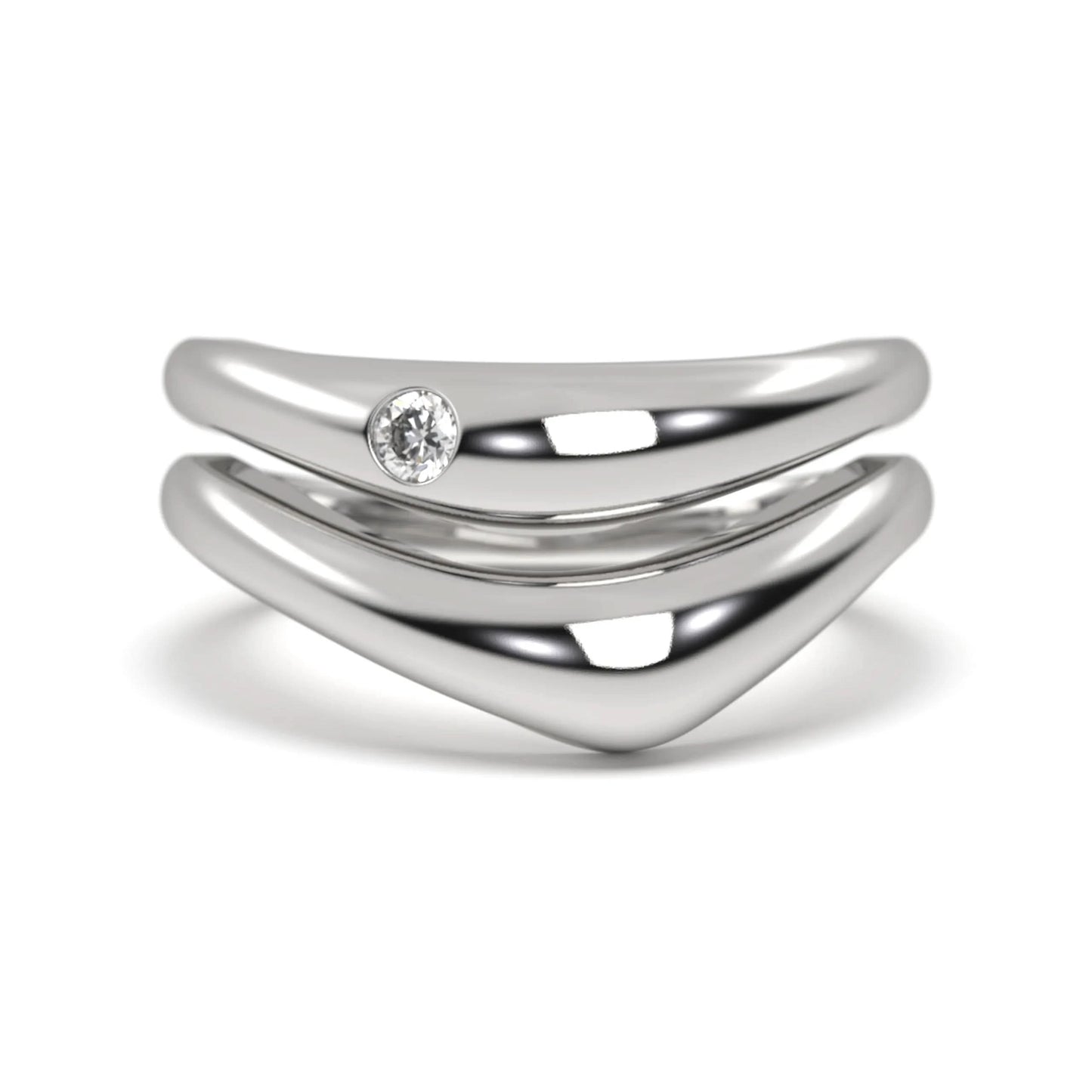 silver Twin Wave Diamond Ring