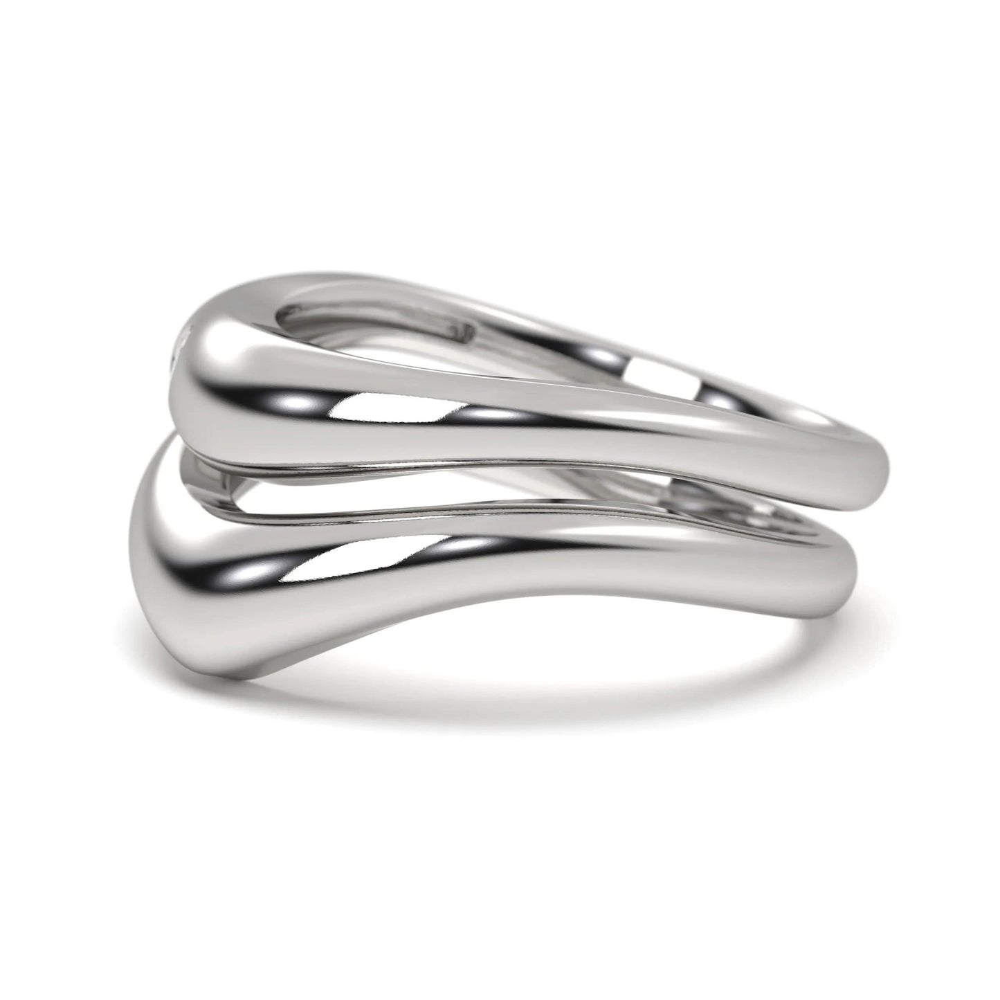 silver Twin Wave Diamond Ring