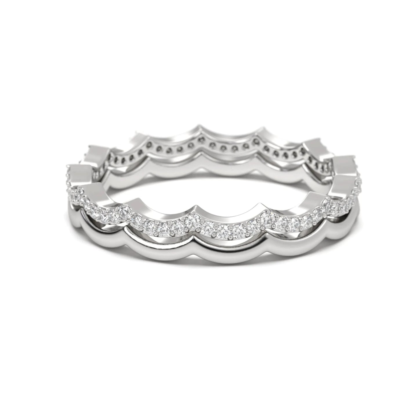 Scallop silver Diamond Band